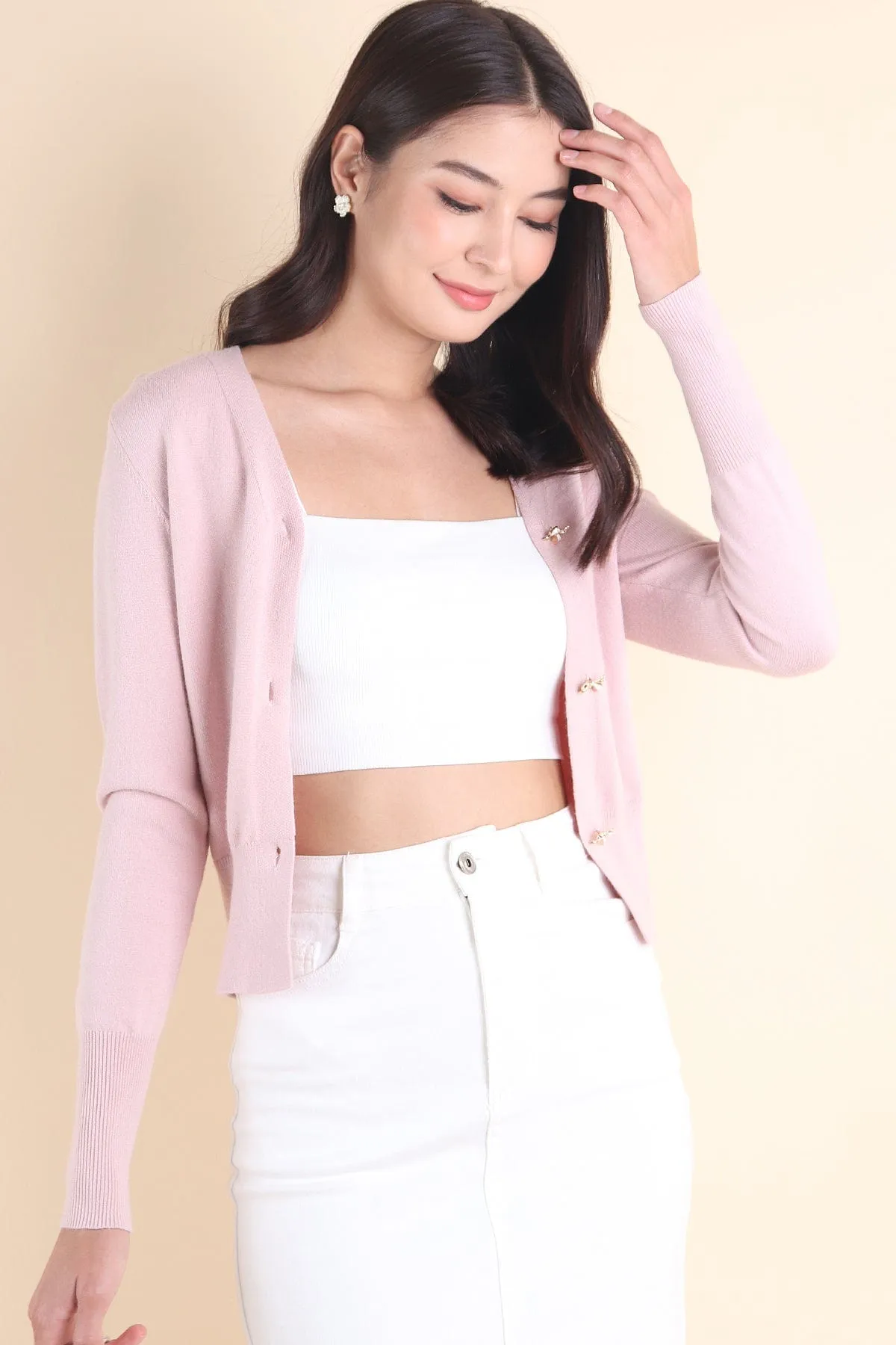 LES INES KNIT CARDIGAN IN PINK