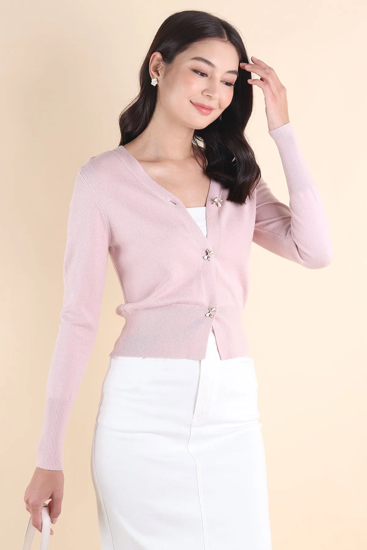 LES INES KNIT CARDIGAN IN PINK