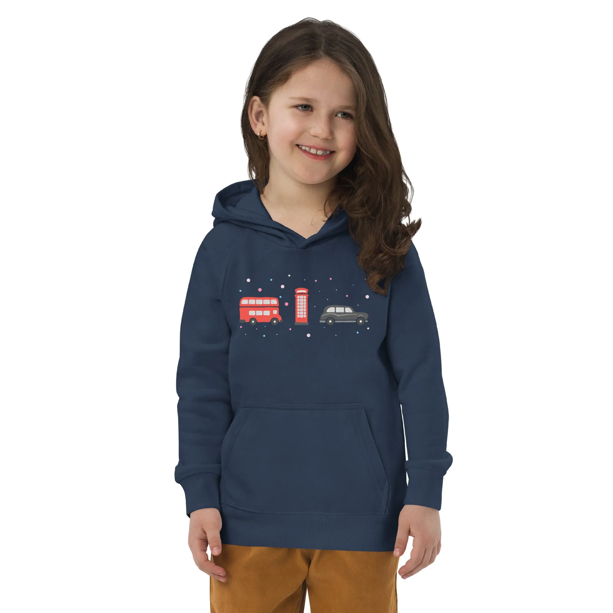 London Doodles - Bus / Phone / Taxi - Kids Eco Hoodie