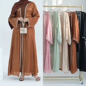 LR699 AliExpress Amazon Dubai Turkey Daily Solid Color Trimmed Robe Cardigan