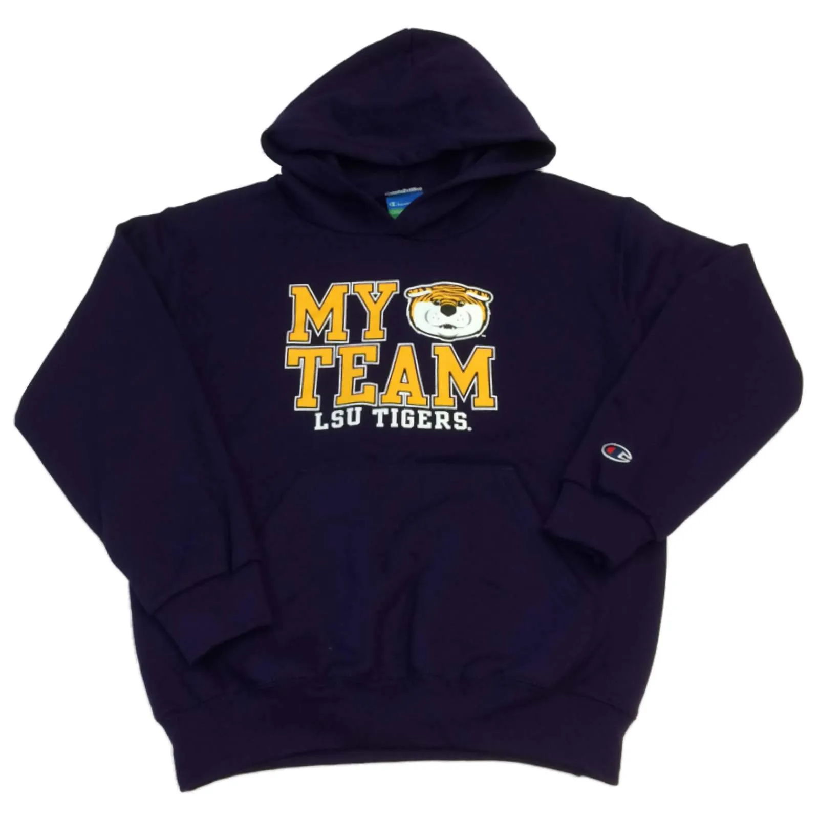 LSU Tigers Champion YOUTH Purple "My Team" Long Sleeve Hoodie Sweatshirt (M)