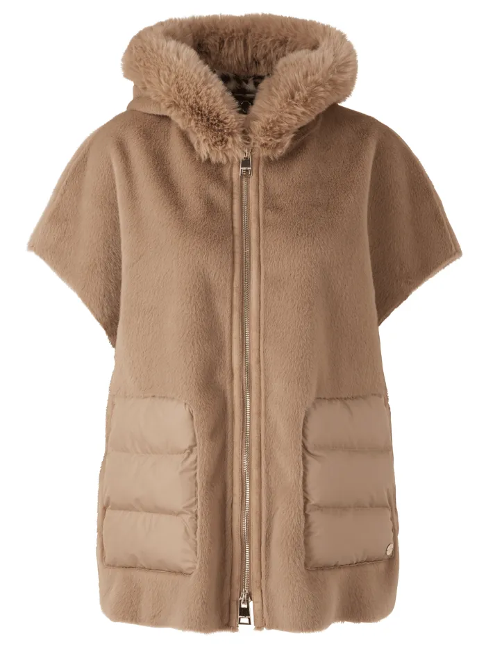 Marc Cain Camel Bodywarmer Gilet With Hood 5J 37.01 W05 Col 622