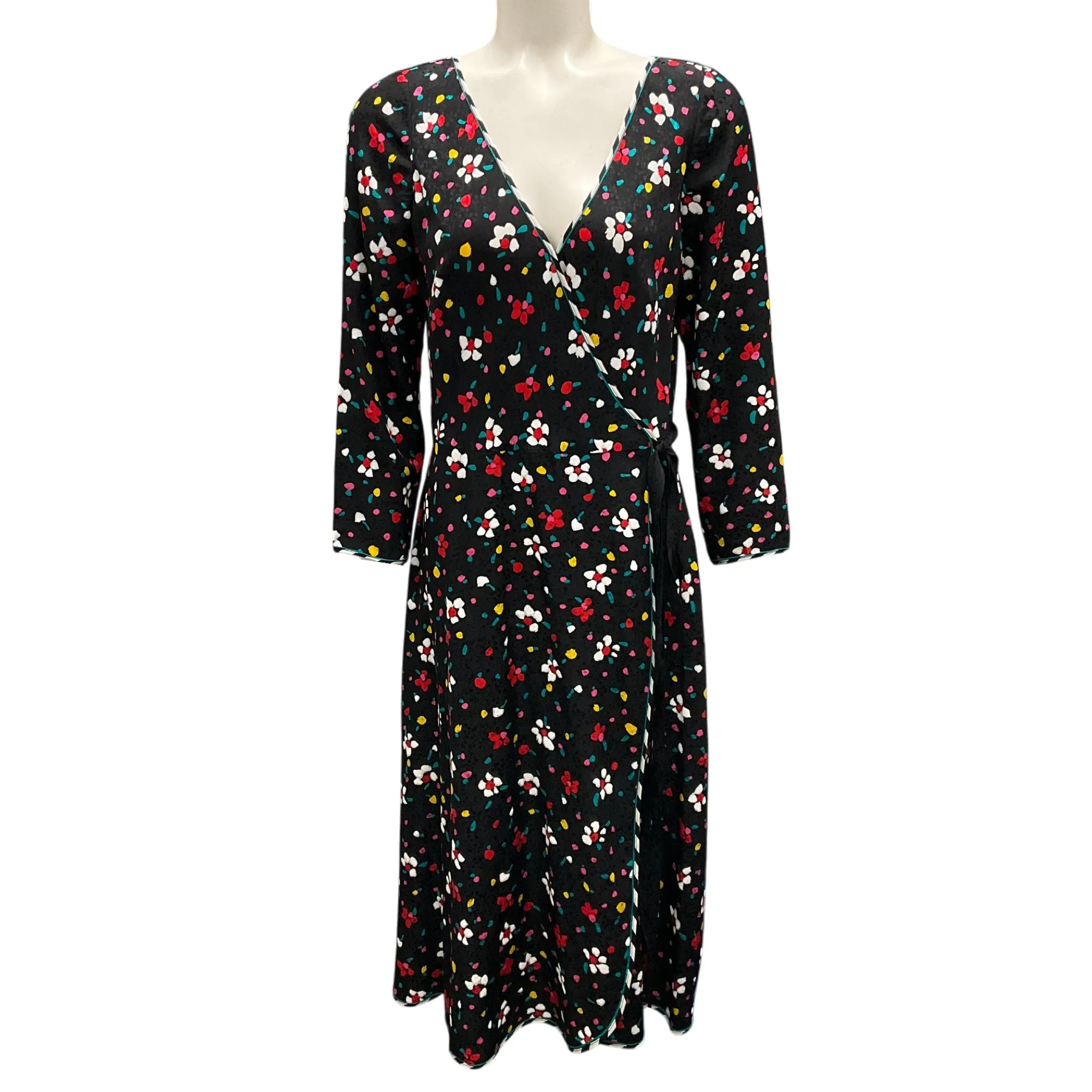 Marc Jacobs Black Multi Printed Silk Wrap Dress