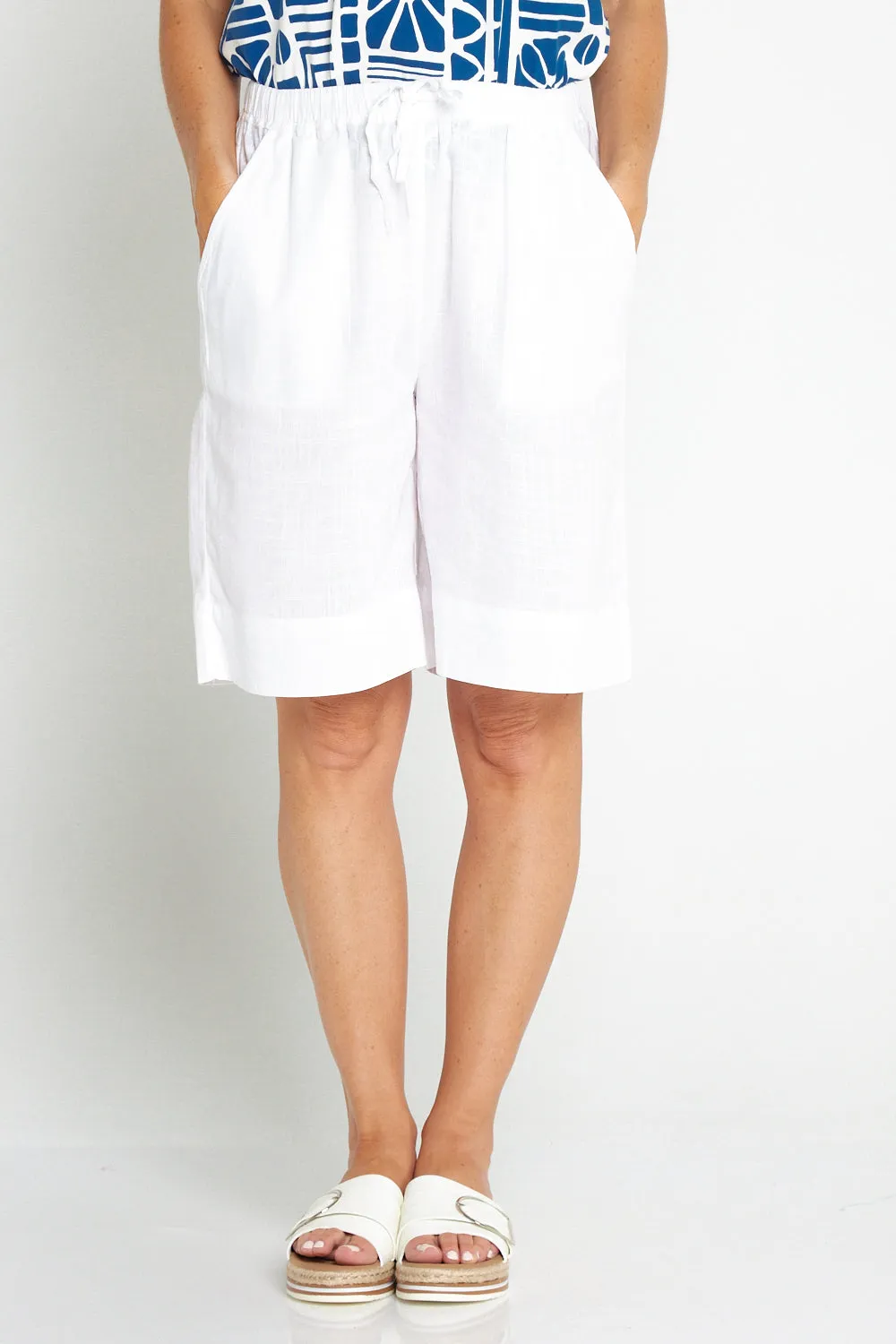 Marissa Cotton & Linen Shorts - White