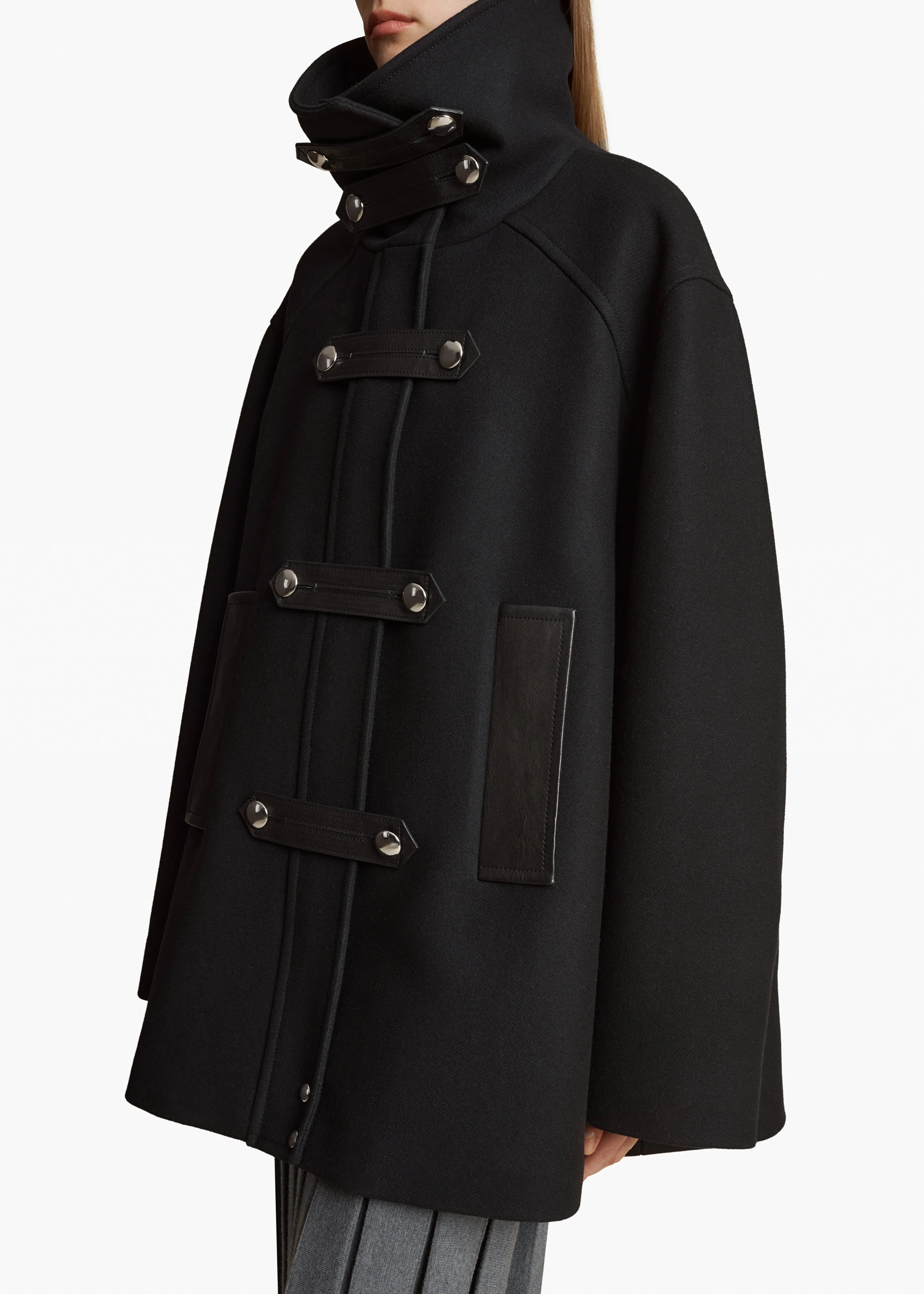 Melbo Coat in Black Leather Combo