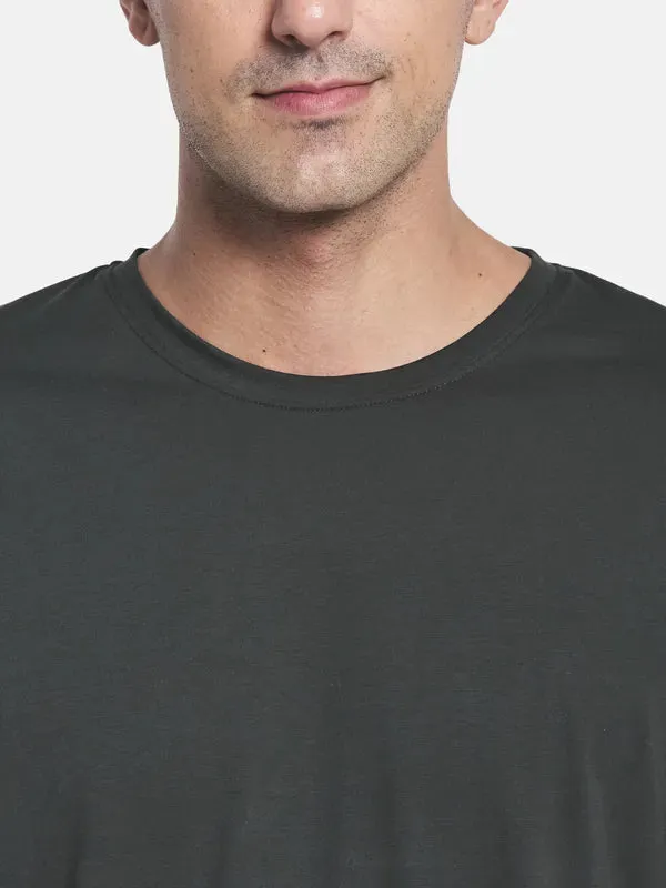 Men Olive Green Henley Neck T-Shirt