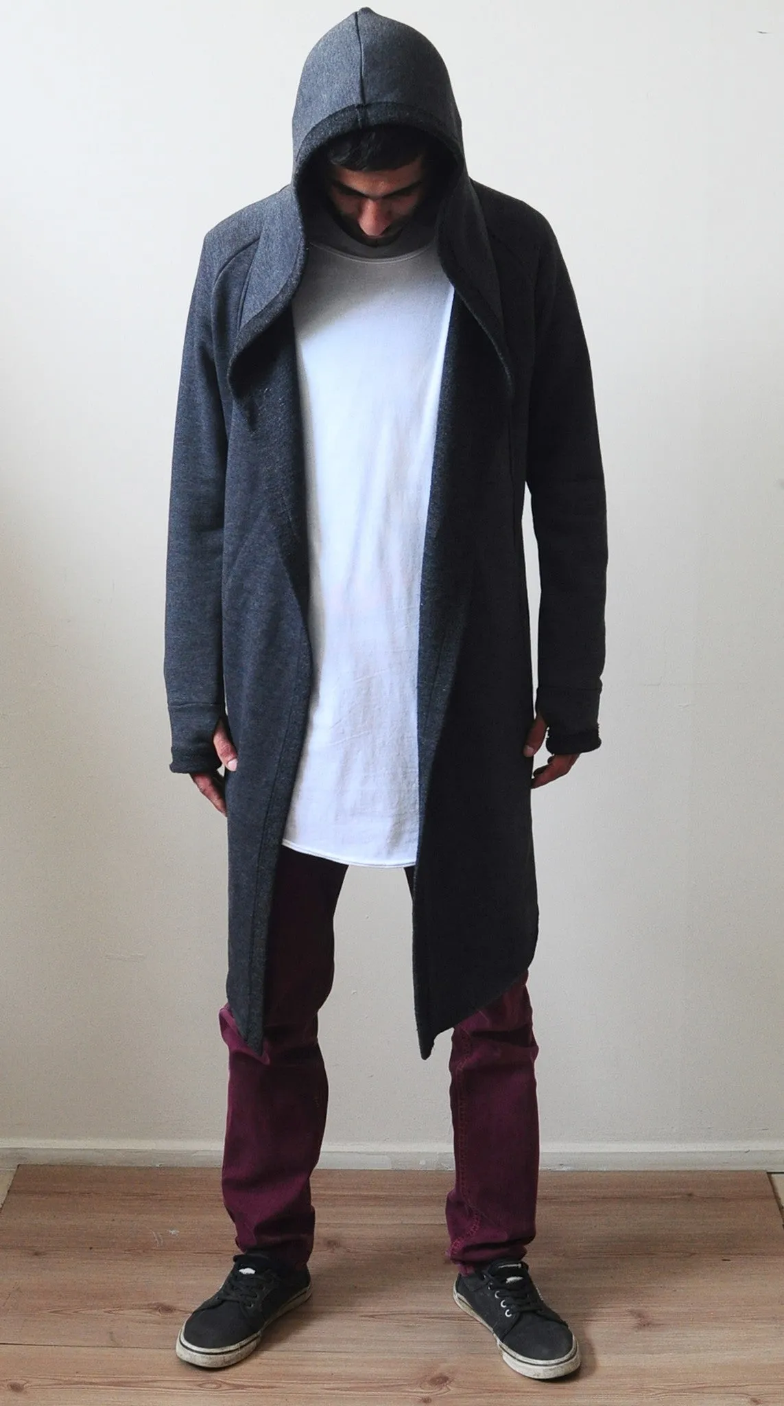 Men's Long Cardigan With Hood / Glove Sleeves-BB024