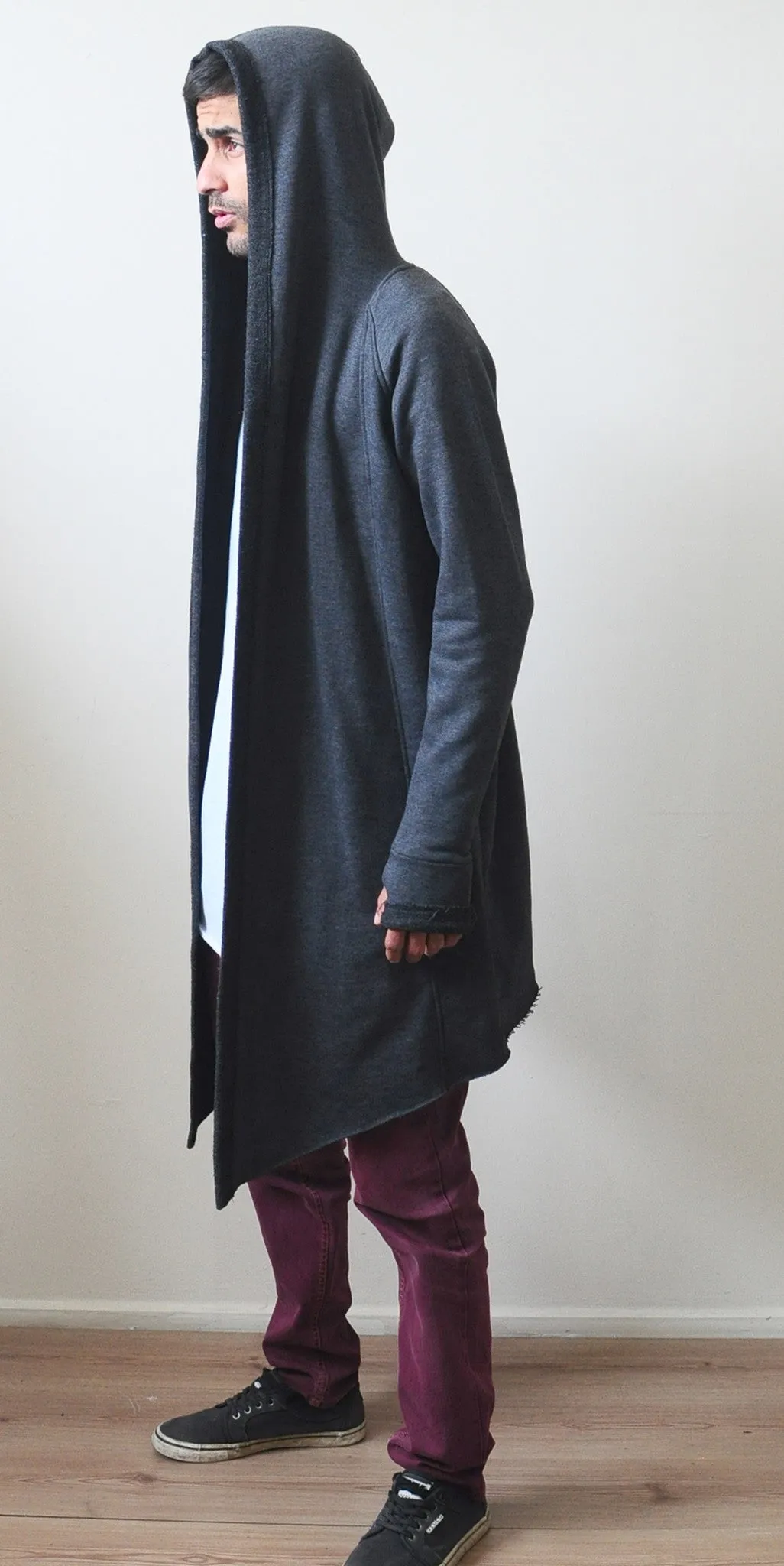 Men's Long Cardigan With Hood / Glove Sleeves-BB024