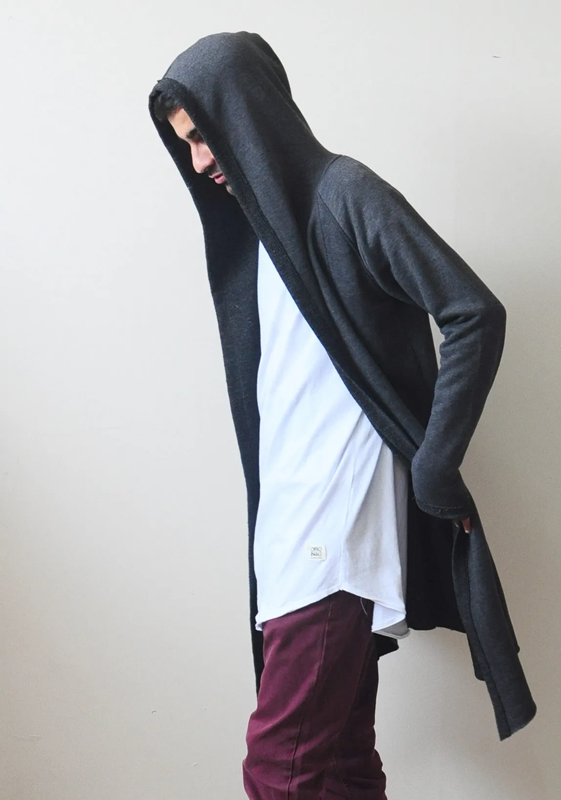 Men's Long Cardigan With Hood / Glove Sleeves-BB024