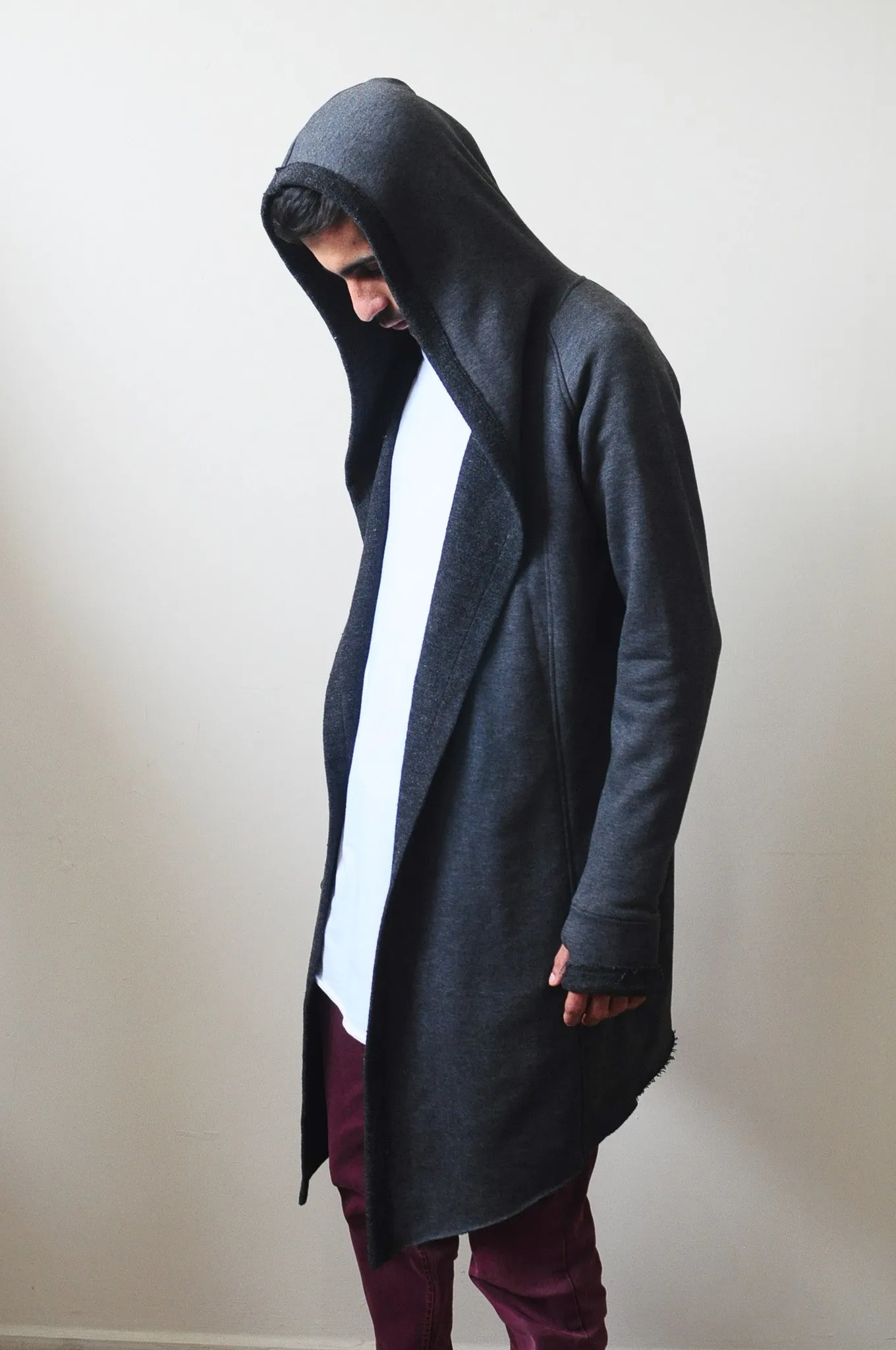 Men's Long Cardigan With Hood / Glove Sleeves-BB024