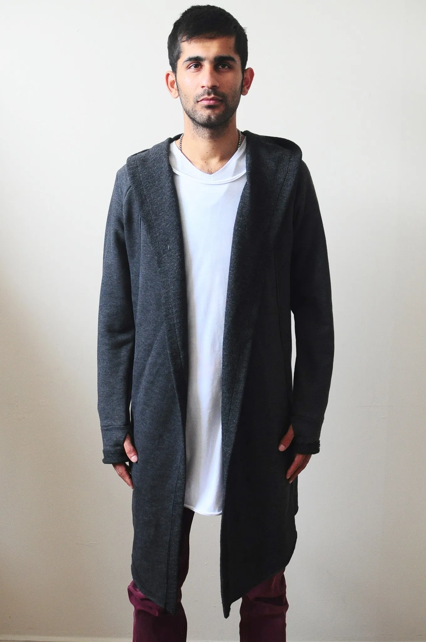 Men's Long Cardigan With Hood / Glove Sleeves-BB024