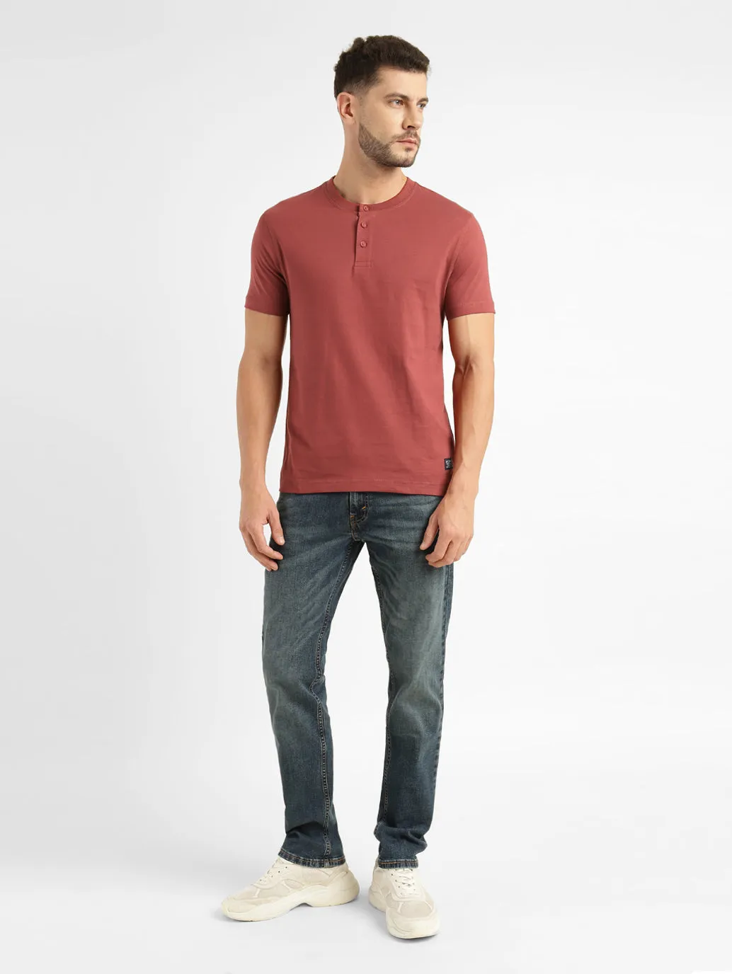 Men's Solid Henley T Shirt