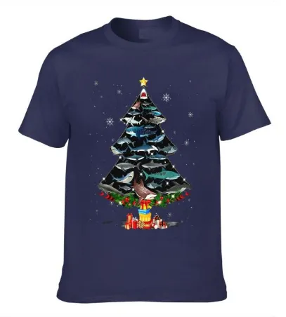 Men's T-Shirt & Hoodie: Shark Christmas Tree