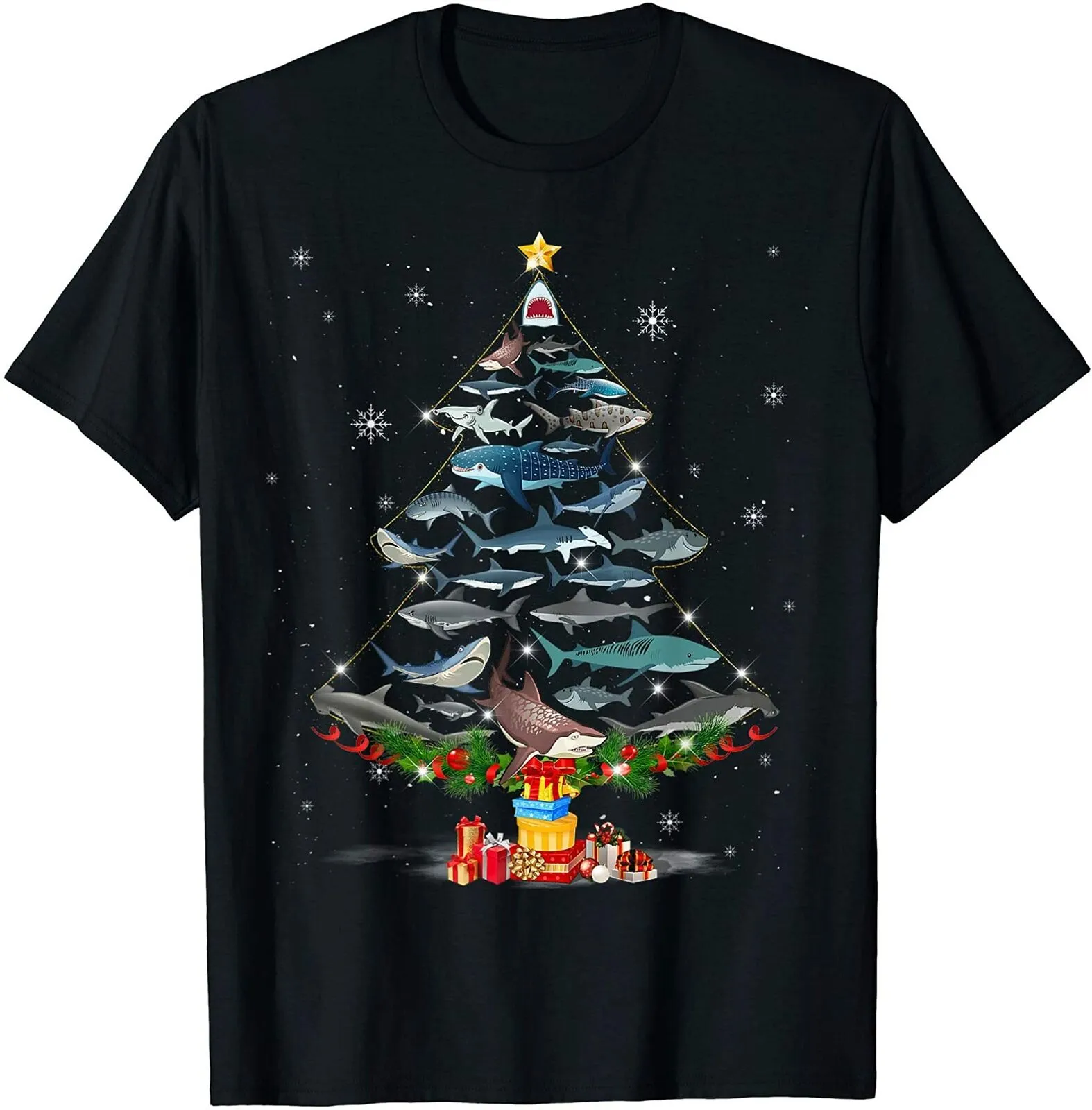 Men's T-Shirt & Hoodie: Shark Christmas Tree