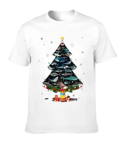 Men's T-Shirt & Hoodie: Shark Christmas Tree