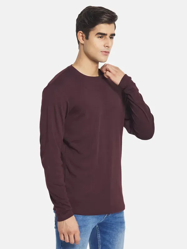 Mettle Men Maroon Henley Neck T-Shirt