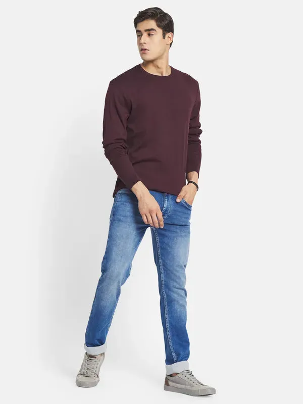 Mettle Men Maroon Henley Neck T-Shirt