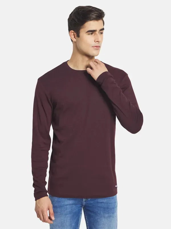 Mettle Men Maroon Henley Neck T-Shirt