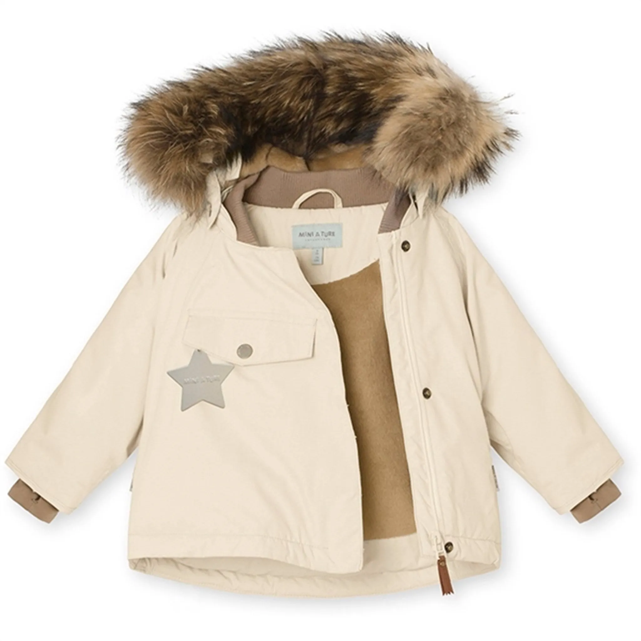 MINI A TURE Wang Fleece Fur Winter Jacket Angora Cream