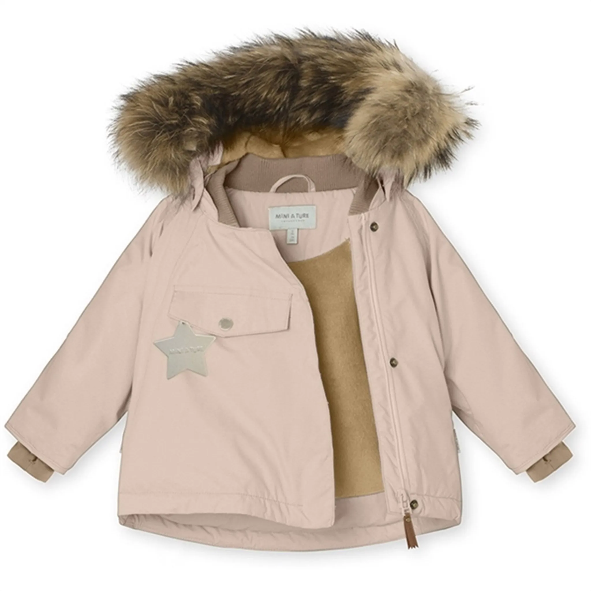 MINI A TURE Wang Fleece Fur Winter jacket Rose Dust