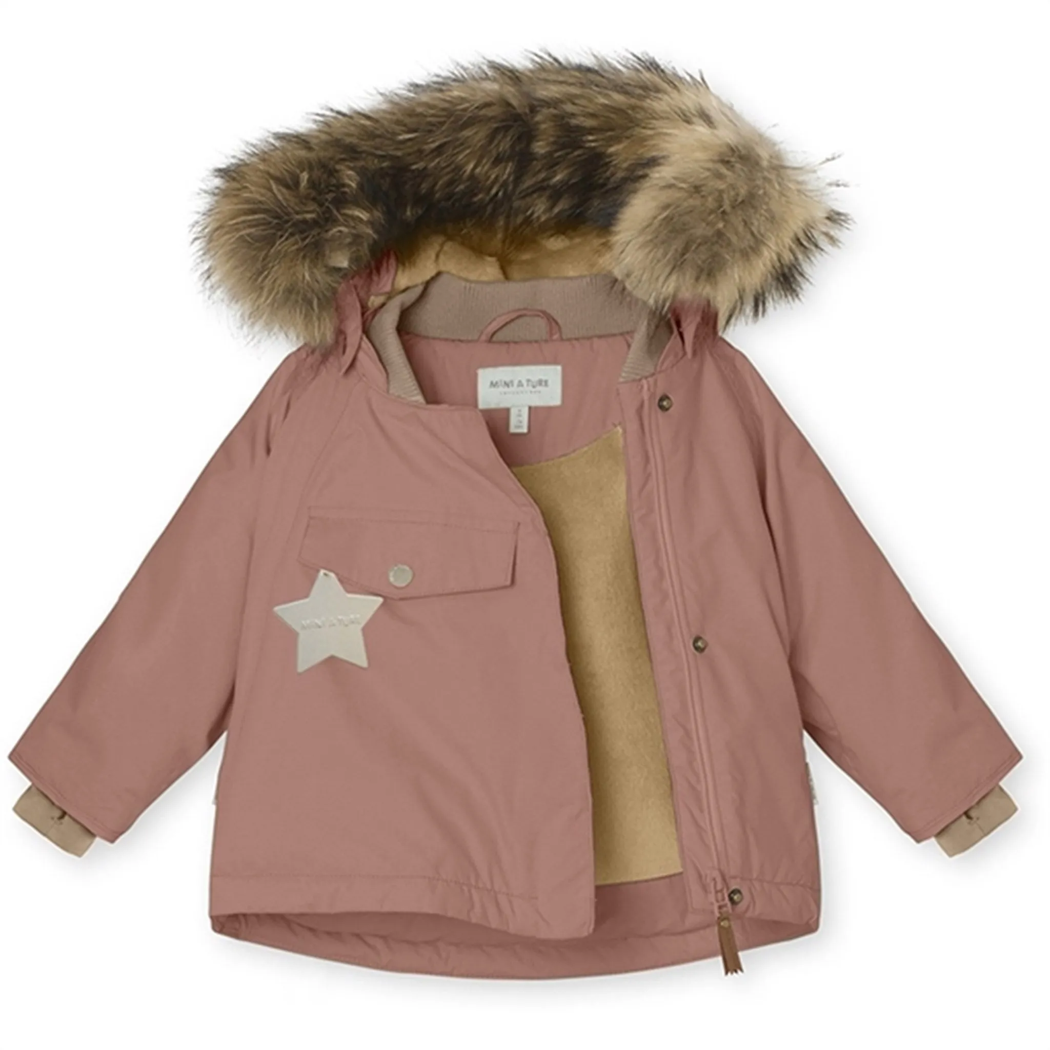 MINI A TURE Wang Fleece Fur Winter Jacket Wood Rose