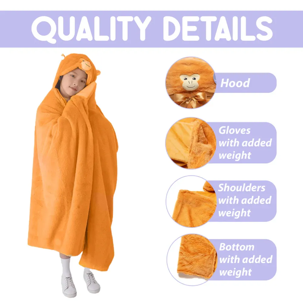 Monkey Weighted Hoodie Blanket