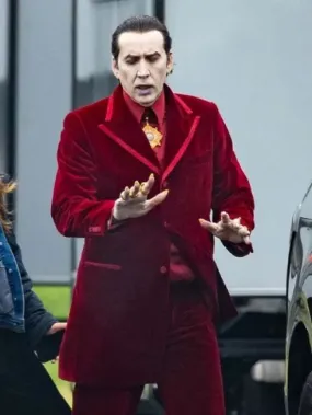 Movie Renfield Nicolas Cage Conde Dracula Red Velvet Coat