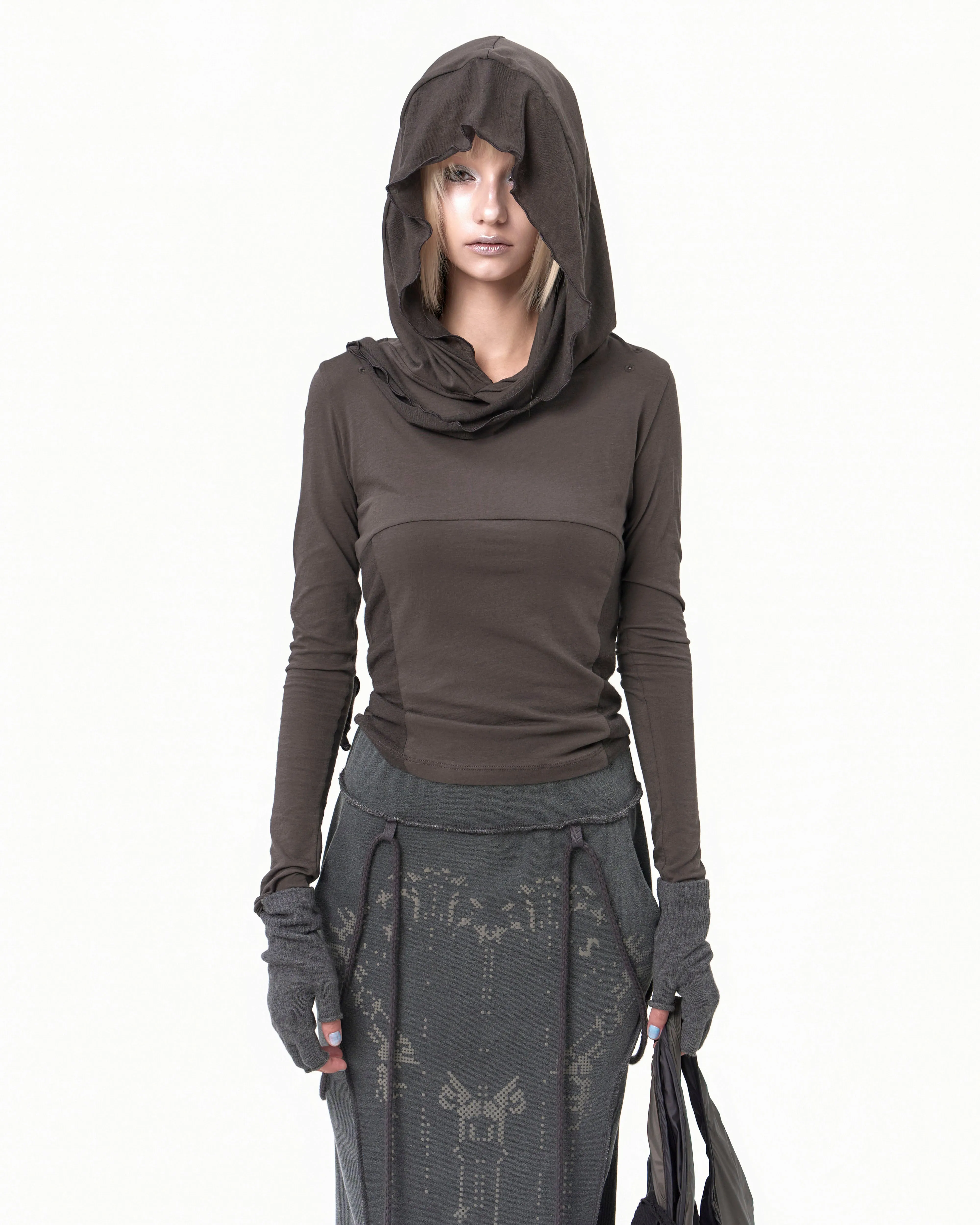 Muffler Hoodie Long Sleeve Charcoal