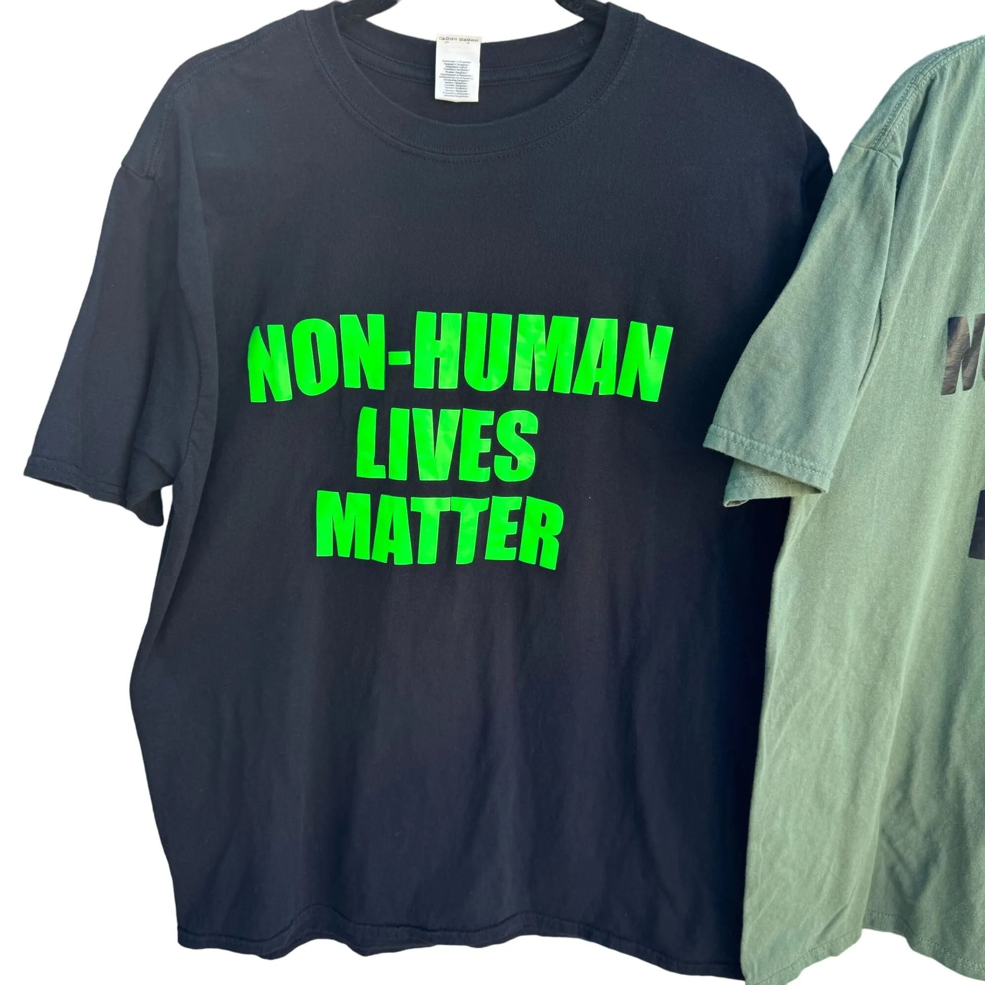 Non-Human Lives Matter Handmade Gildan Softstyle Cotton Black Olive Green Shirts