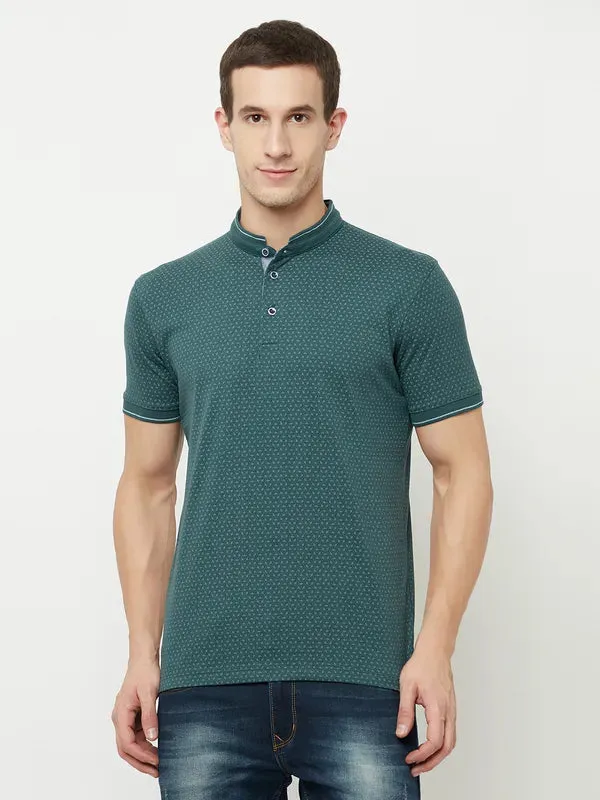 Octave Men Green Henley Neck T-Shirt