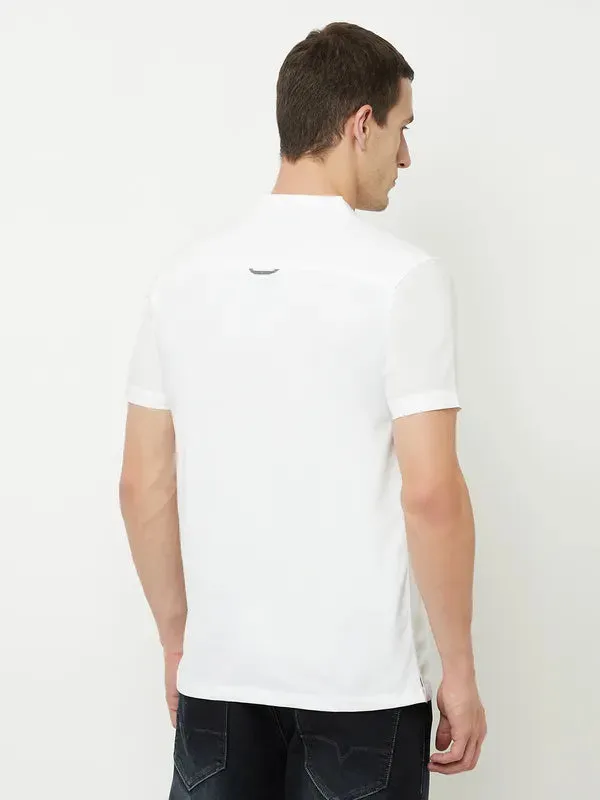 Octave Men White Henley Neck T-Shirt