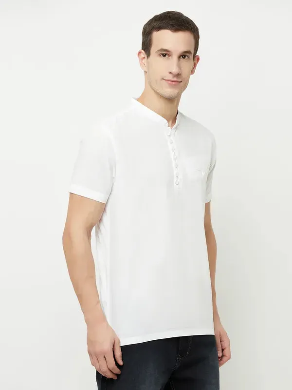 Octave Men White Henley Neck T-Shirt