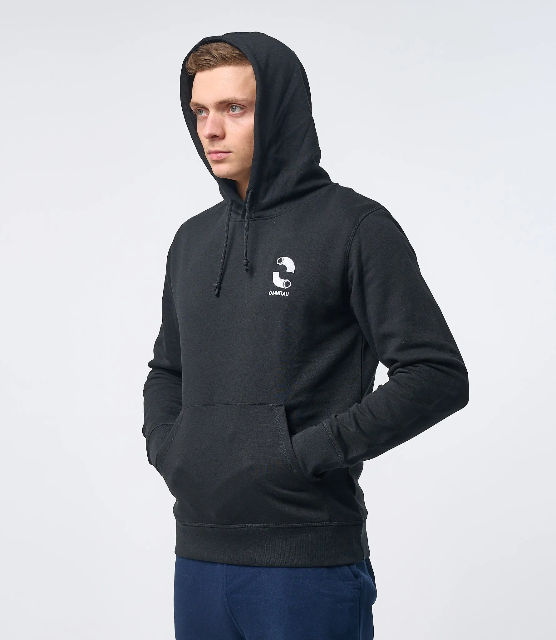 Omnitau Men's Classic Organic Cotton Overhead Hoodie - Black