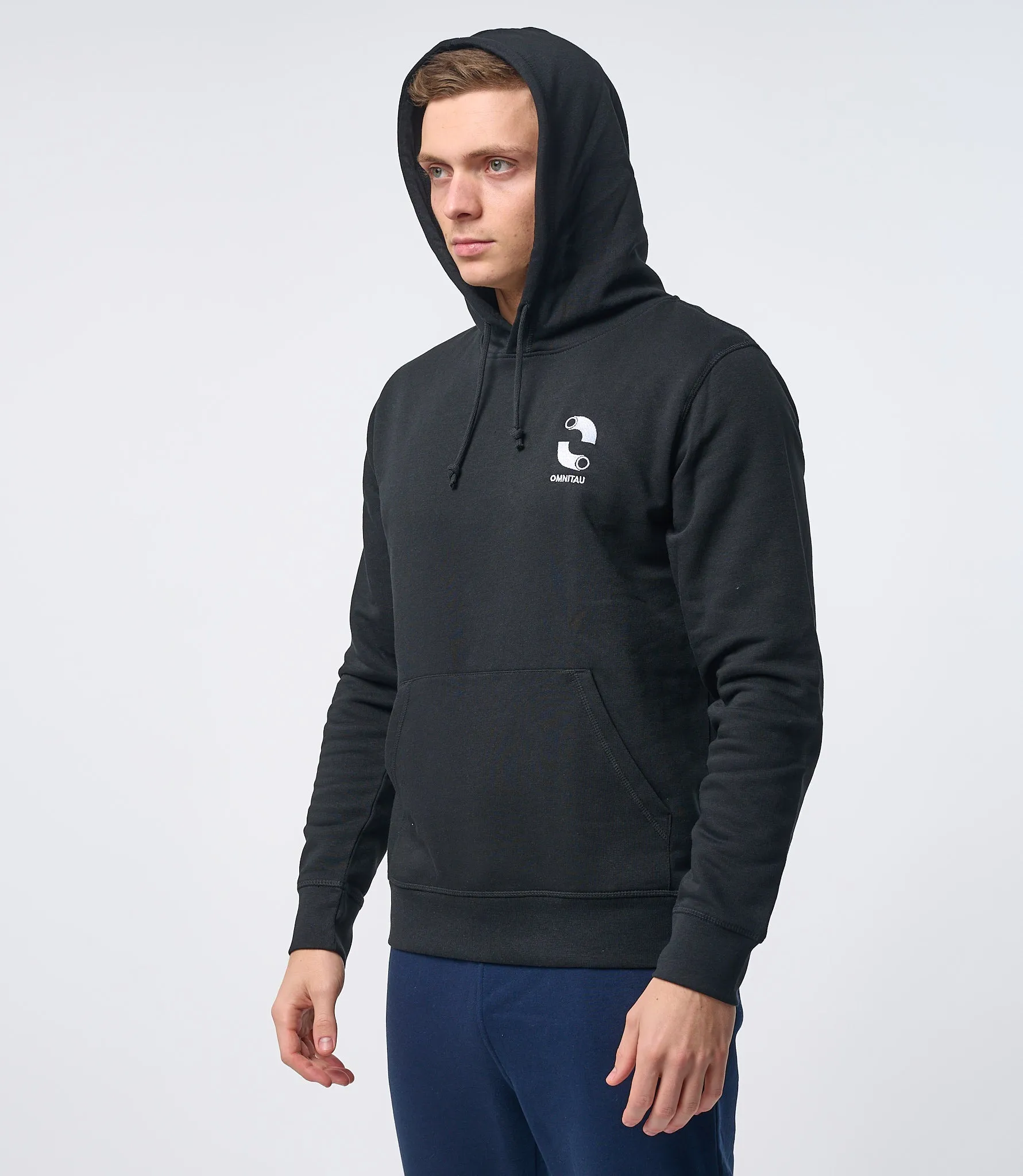 Omnitau Men's Classic Organic Cotton Overhead Hoodie - Black