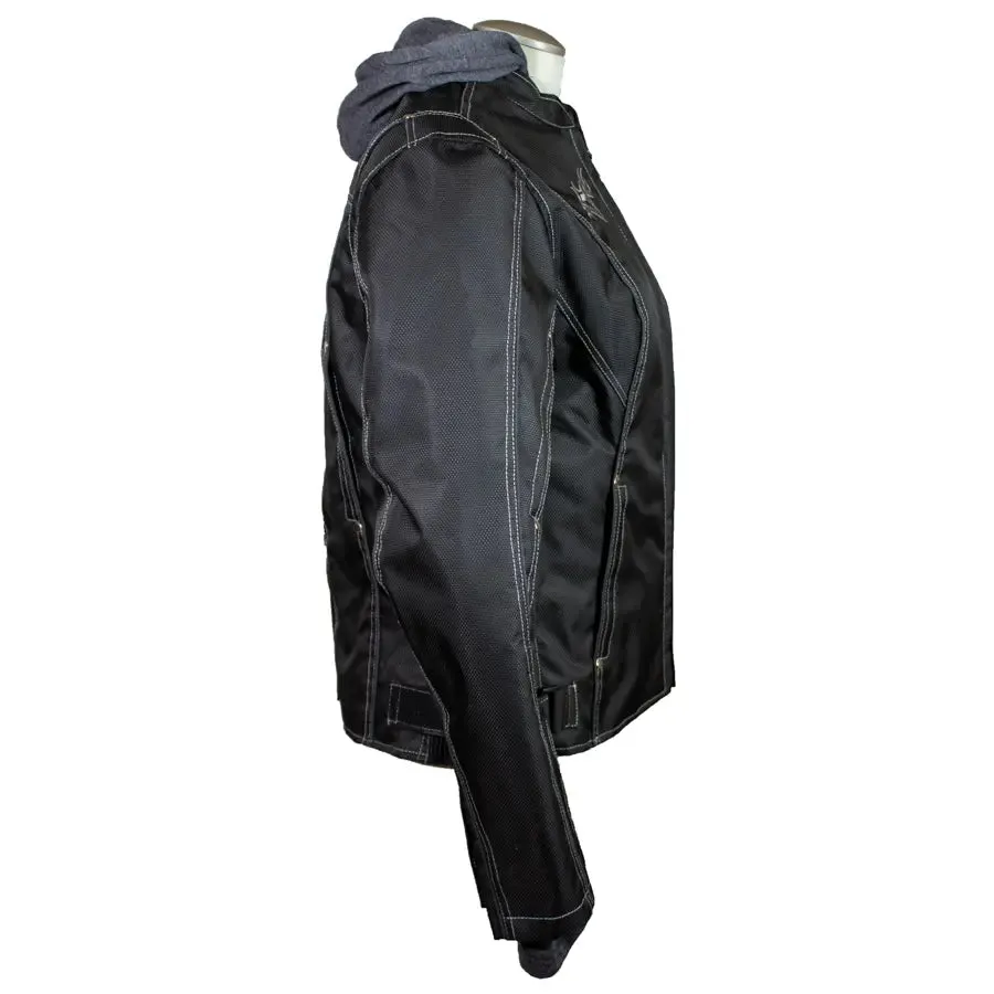 Open Road Women's Zip-Out Hoodie Reflective Textile Motorcycle Jacket