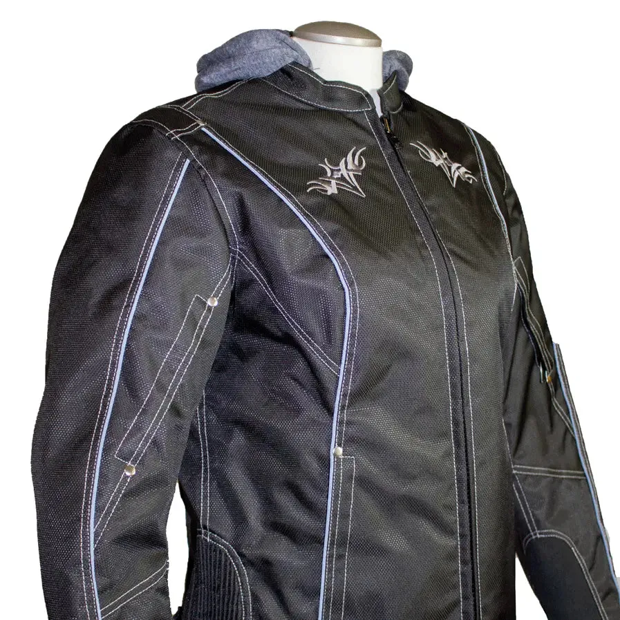 Open Road Women's Zip-Out Hoodie Reflective Textile Motorcycle Jacket