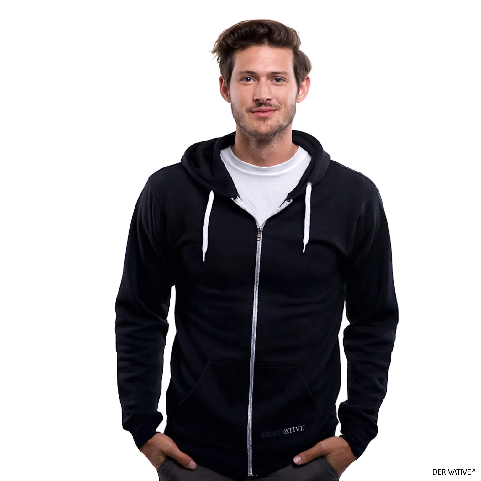 Organic Cotton & Recycled Polyester Zip Up Hoodie - Black