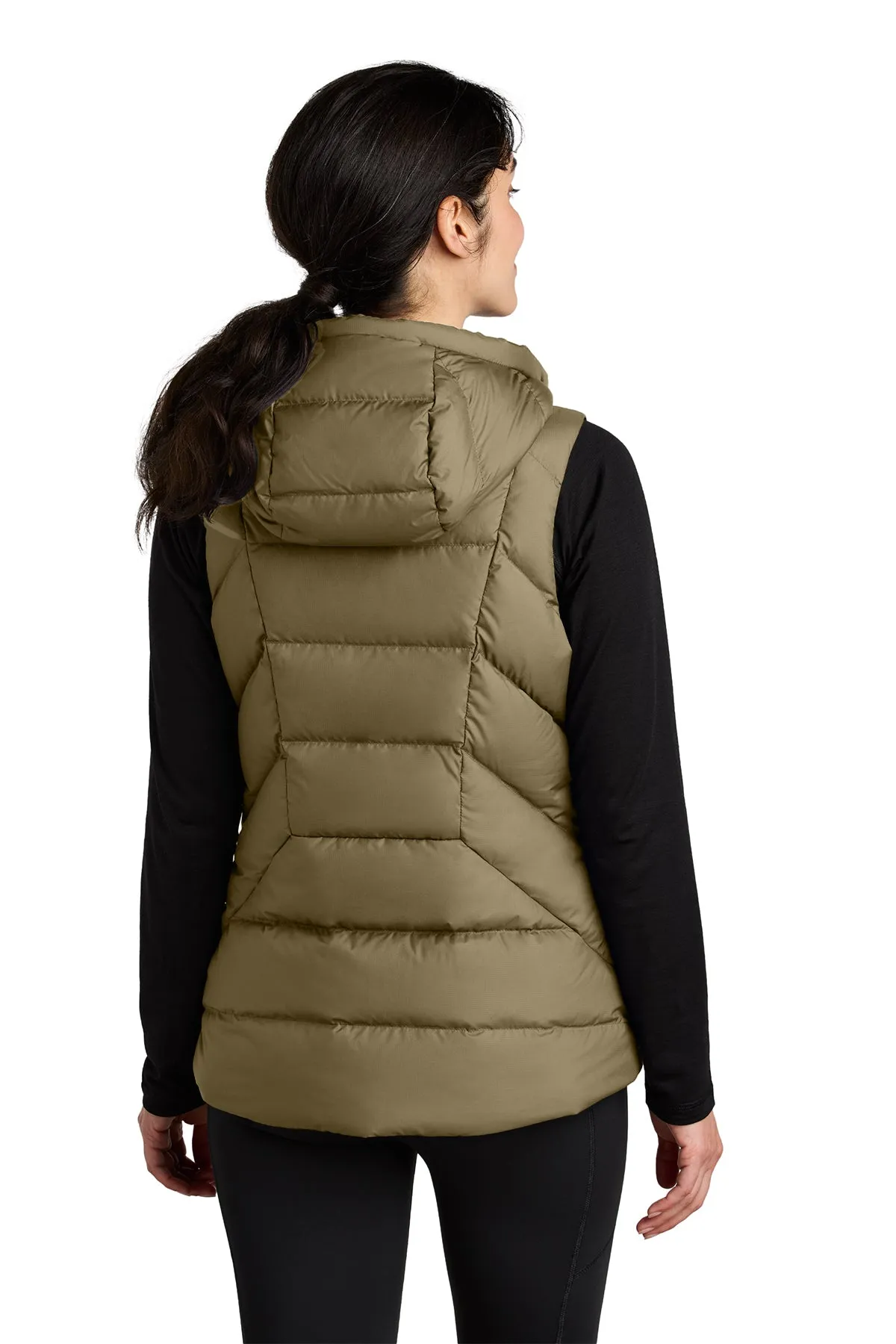 Outdoor Research Womens Coldsnap Hooded Down Custom Vests, Loden