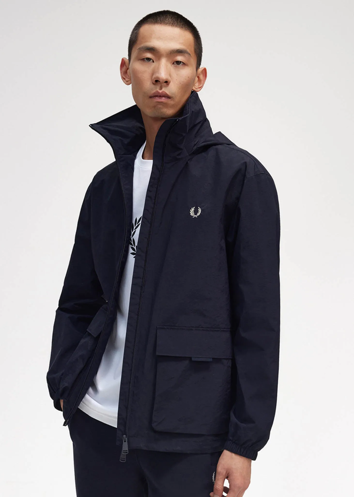 Patch pocket zip through jacket - navy