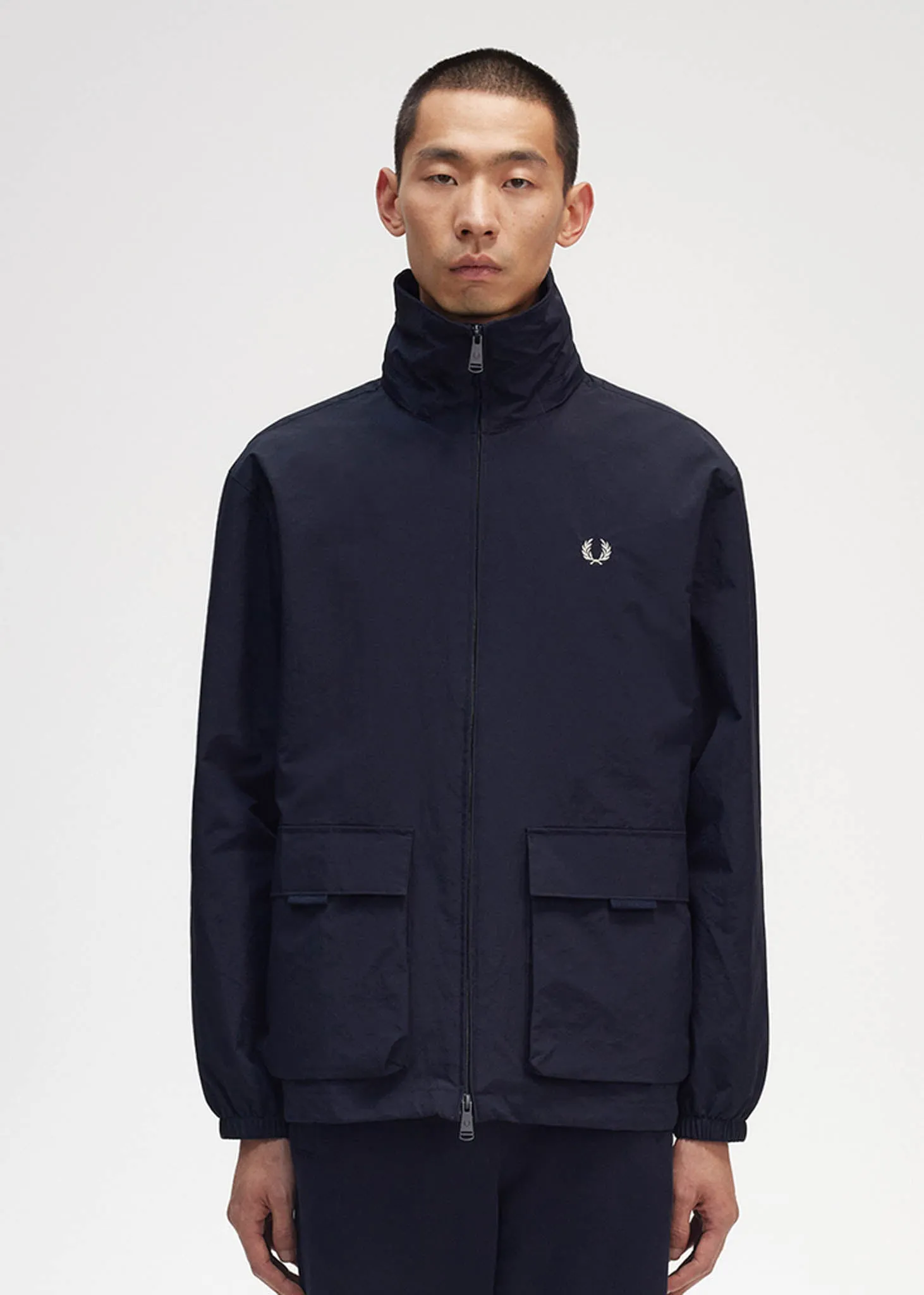 Patch pocket zip through jacket - navy