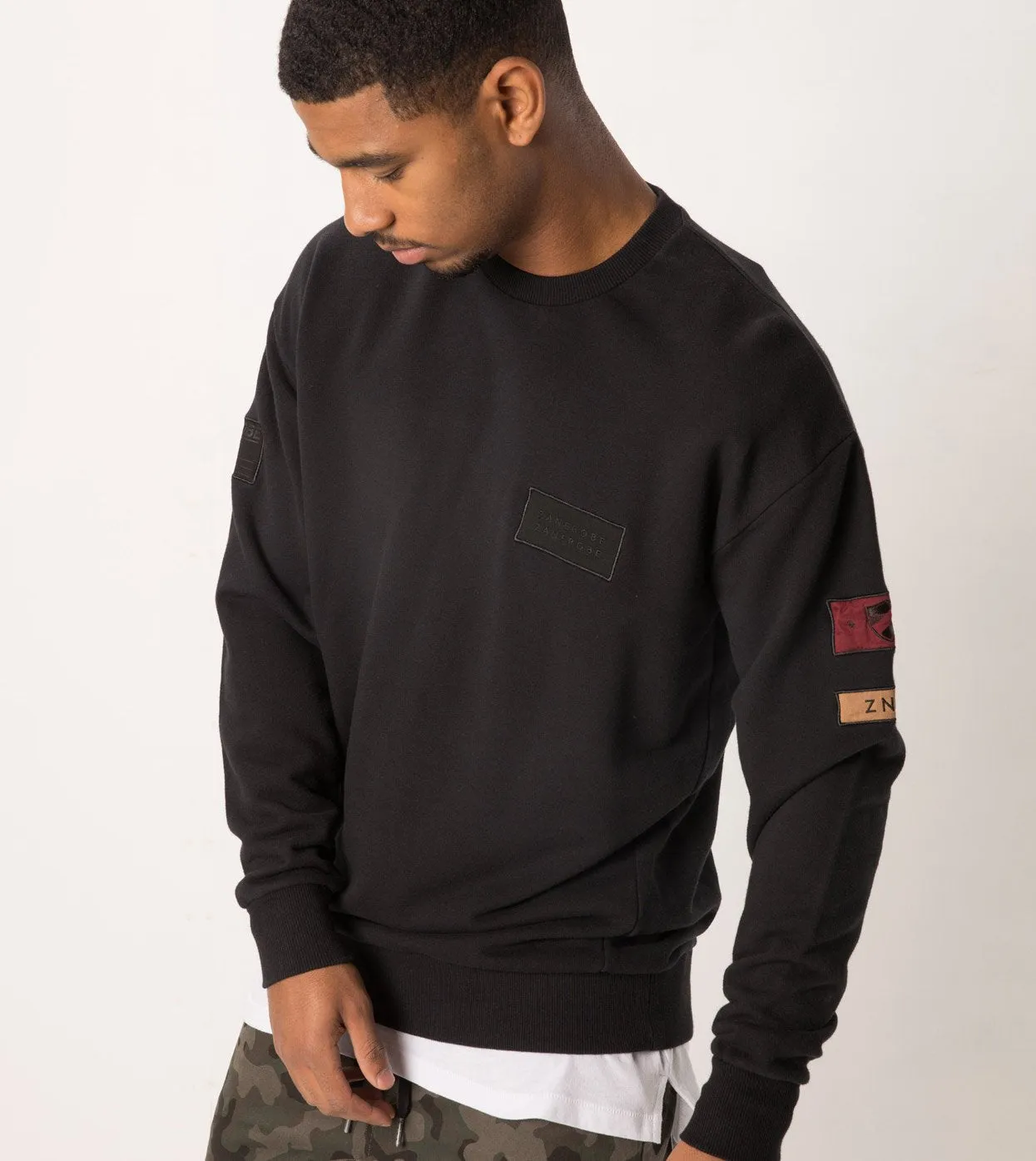 Patch Rugger Crew Sweat Black