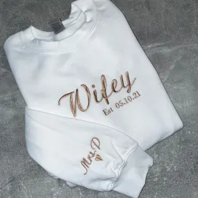 Personalised Embroidered Bride and Wifey Sweatshirt Jumper Hoodie