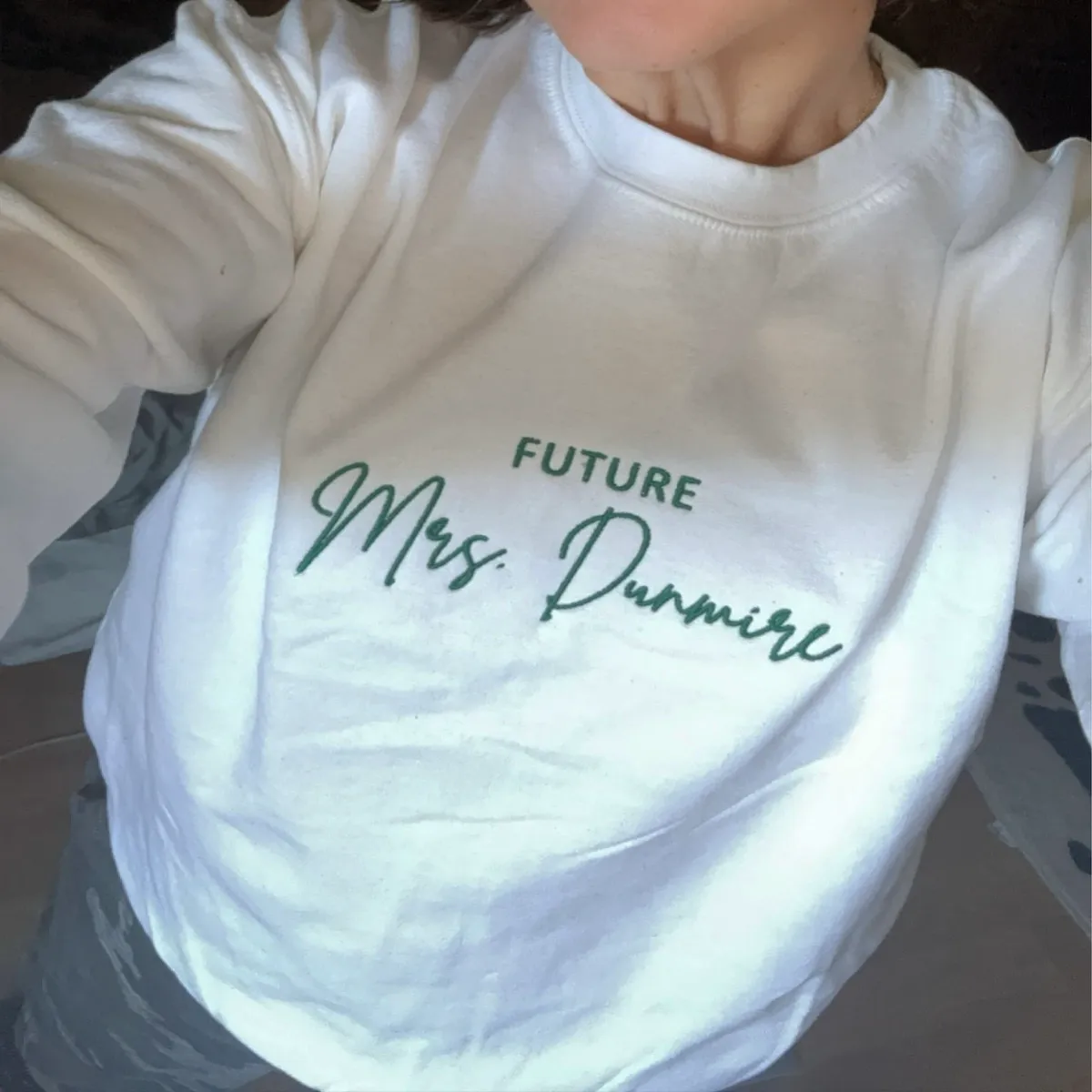 Personalized Future Mrs Sweatshirt Embroidered with Anniversary Date Text Name Initial Heart on Sleeve