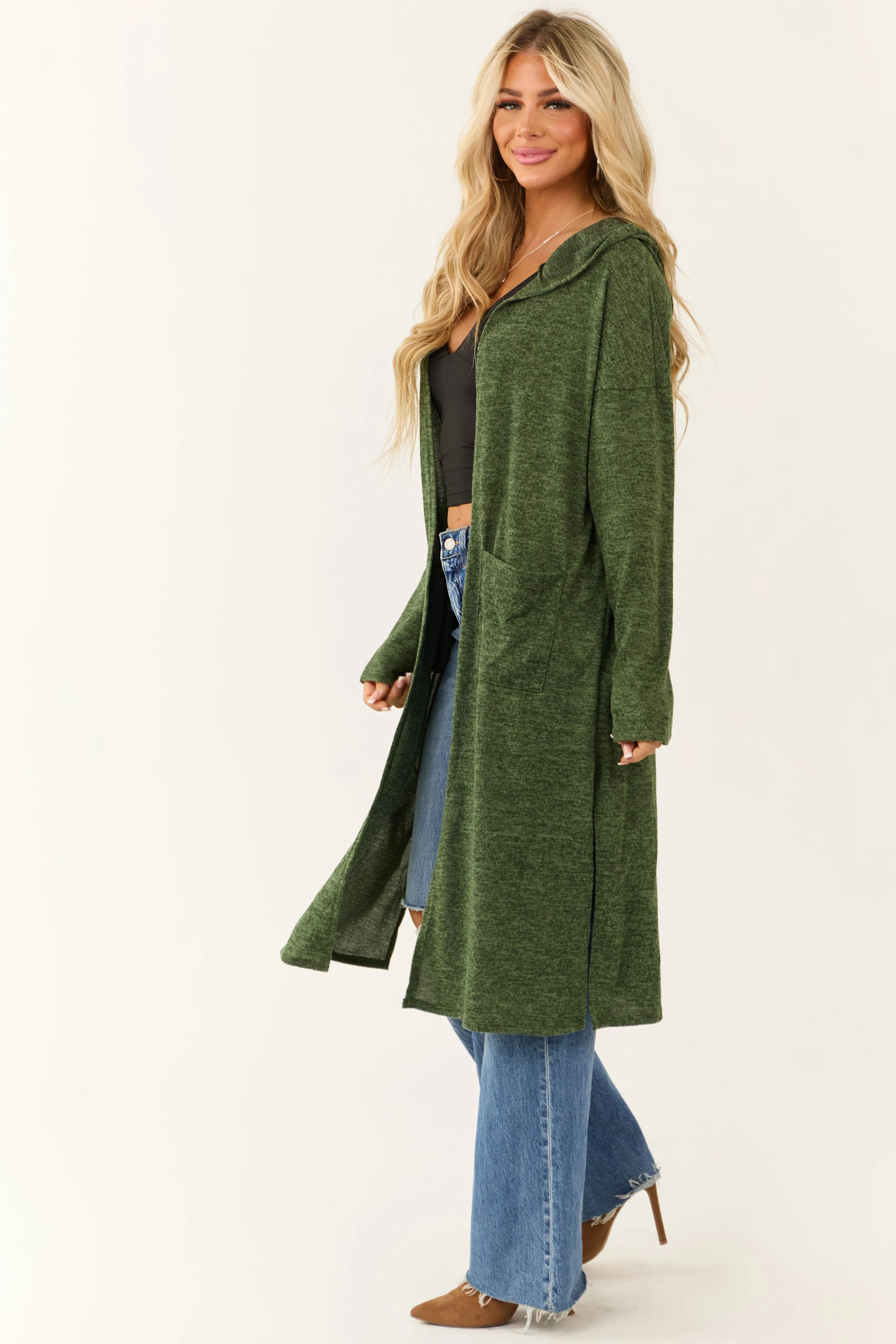 Pine Long Sleeve Hooded Duster Cardigan