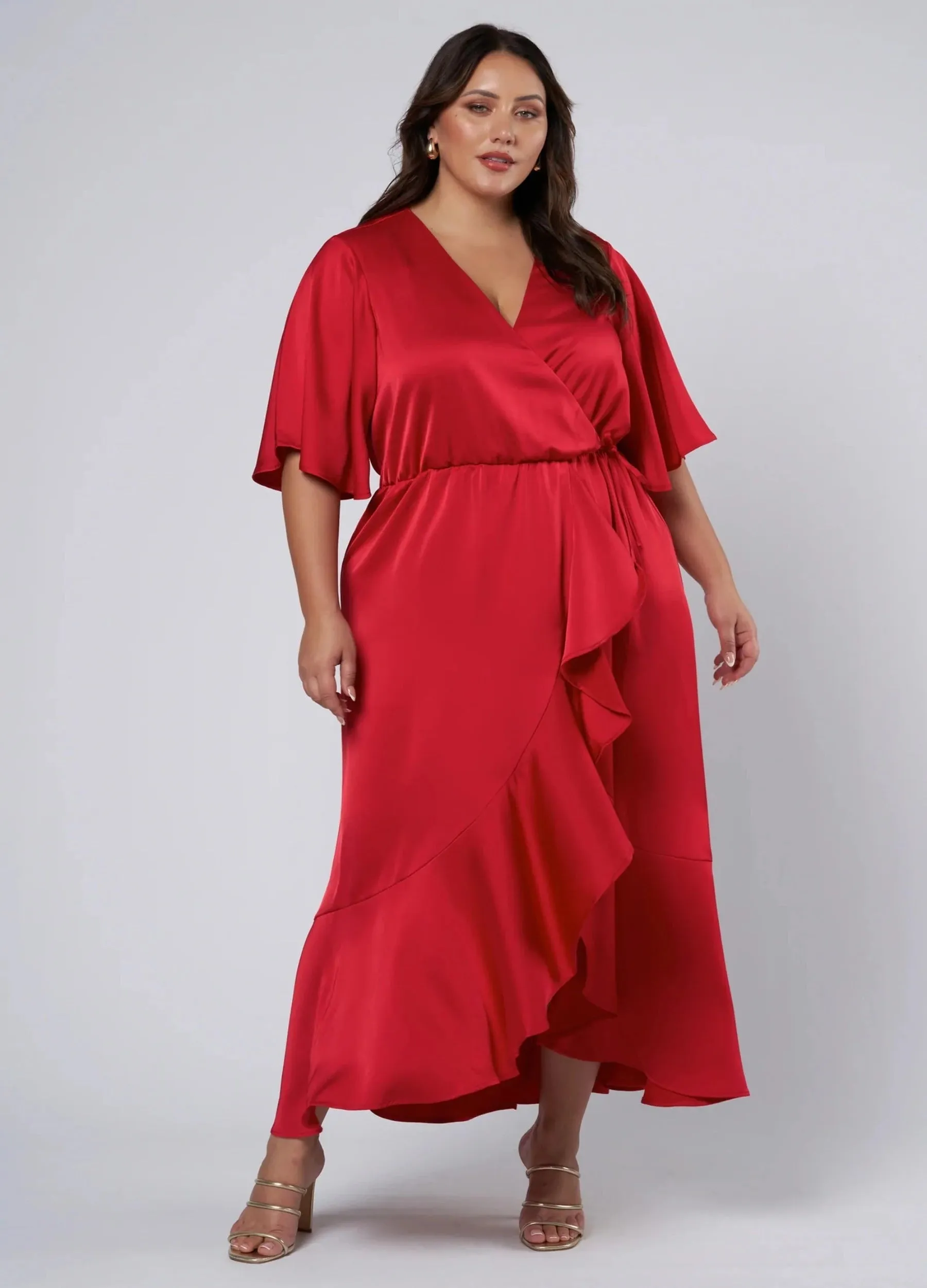 Pink Dusk - Short Sleeve Smouldering Wrap Maxi Dress