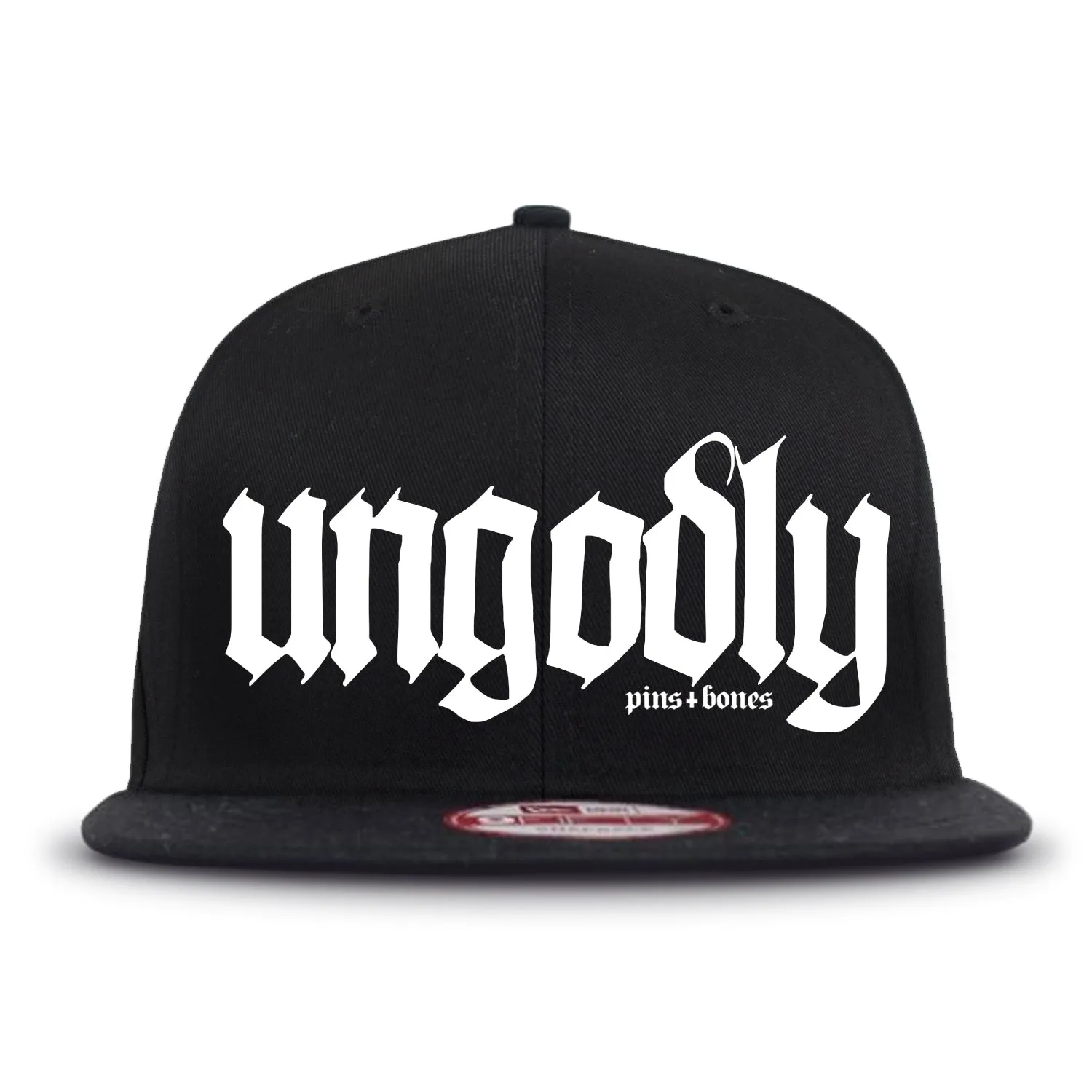 Pins & Bones Ungodly Goth Hat, Alternative Fashion, Black Gothic Snapback Hat, One Size Fits All
