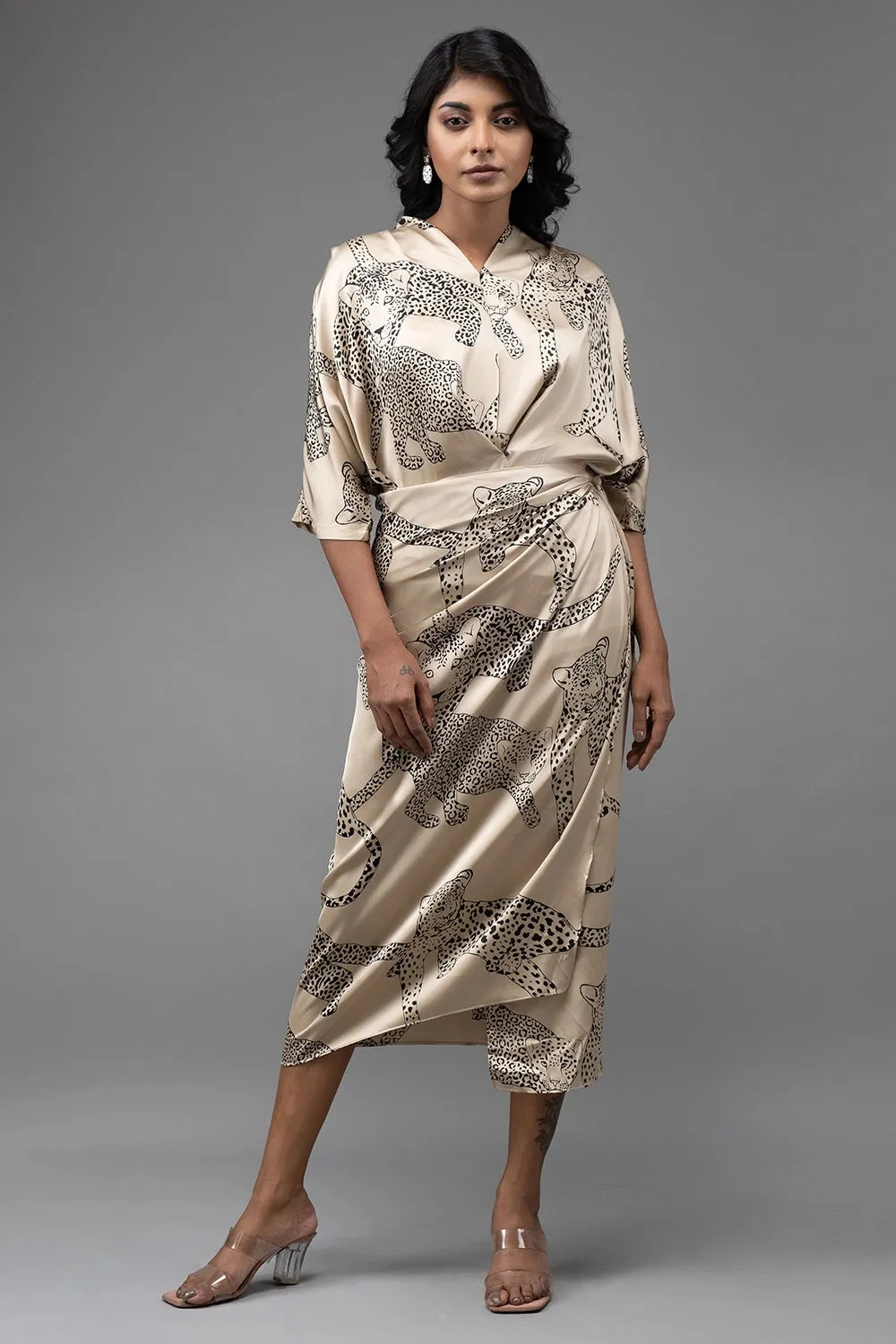 Premium Silk Printed Wrap Dress