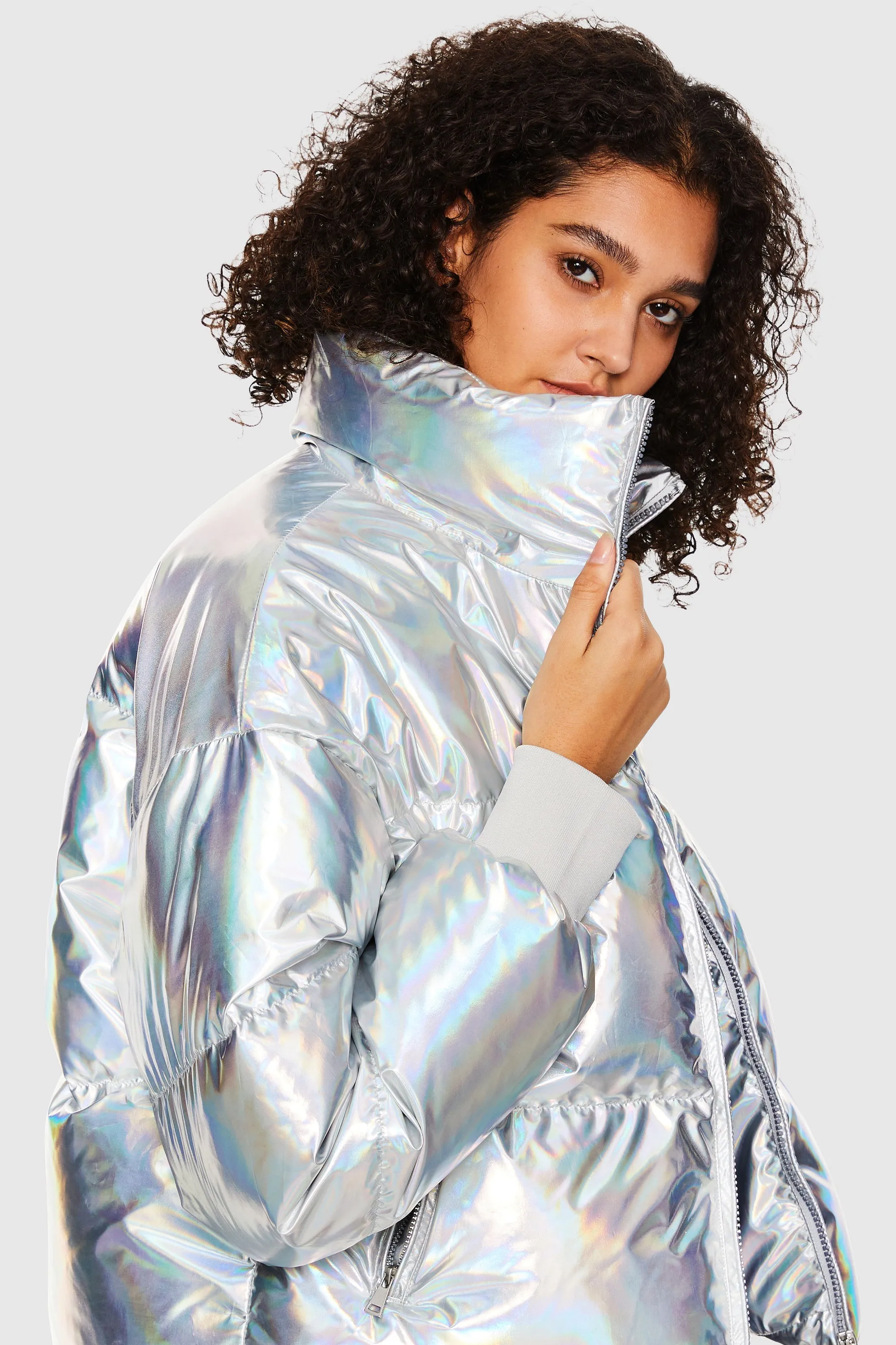 Puff-O Cosmos Chrome Cropped Puffer