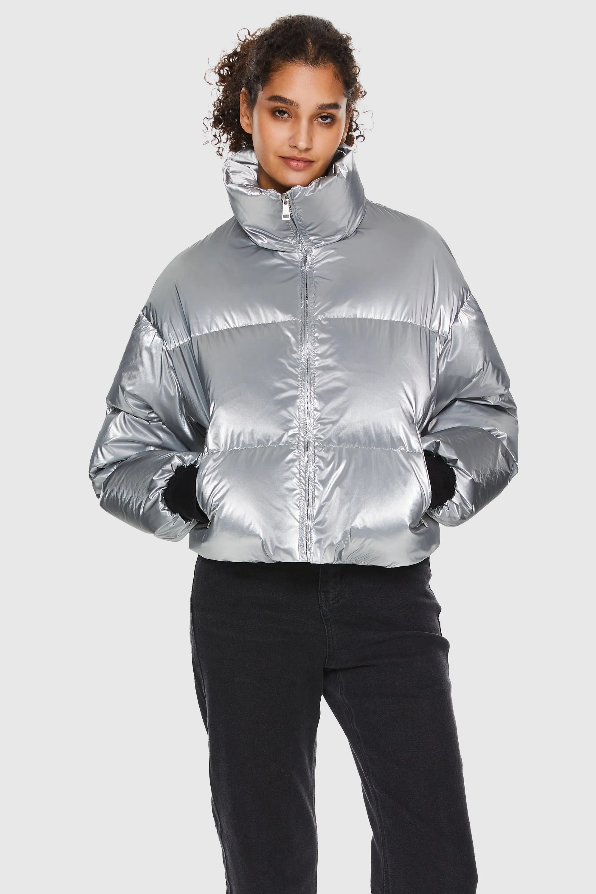 Puff-O Cosmos Chrome Cropped Puffer