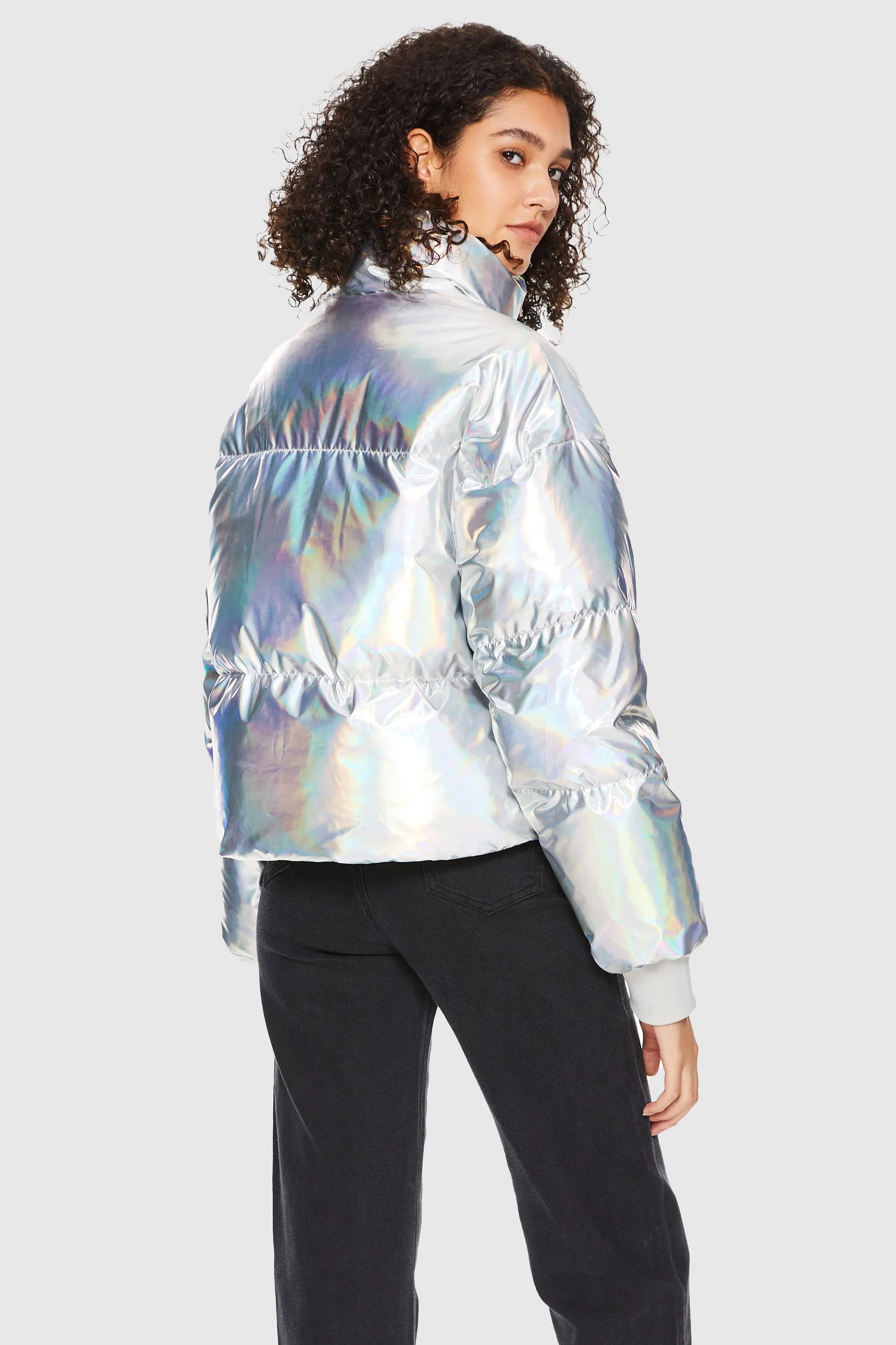 Puff-O Cosmos Chrome Cropped Puffer